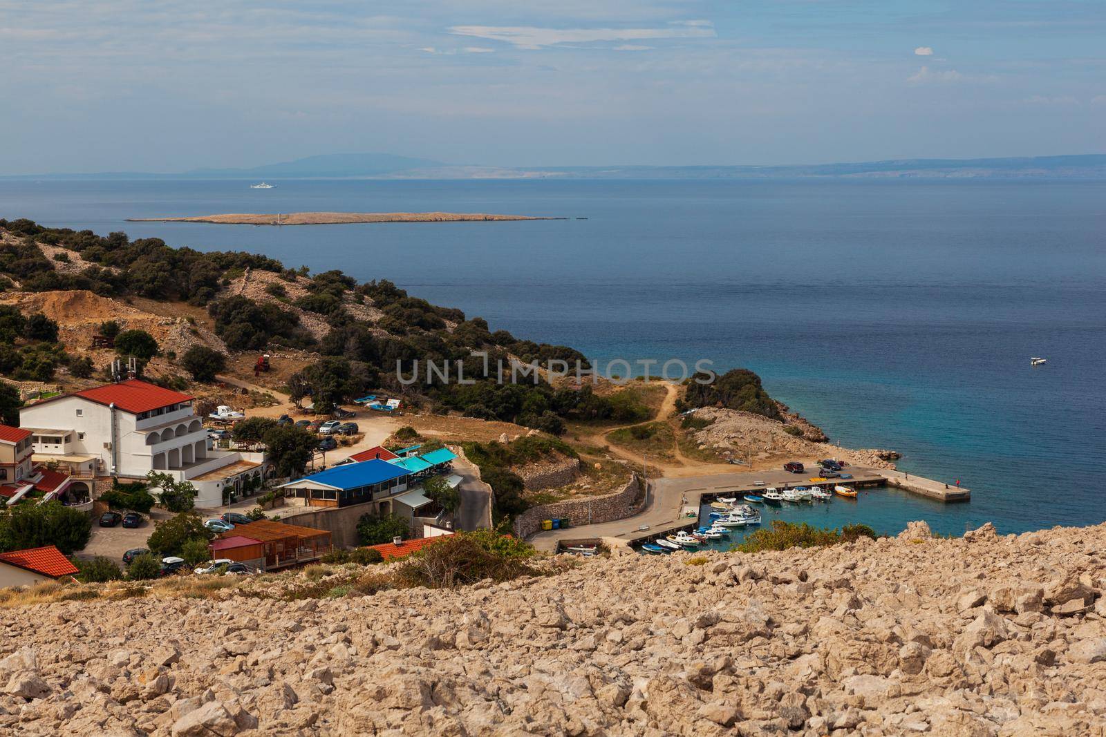 View of the Stara Baska beach during the summer time, krk island. Croatia