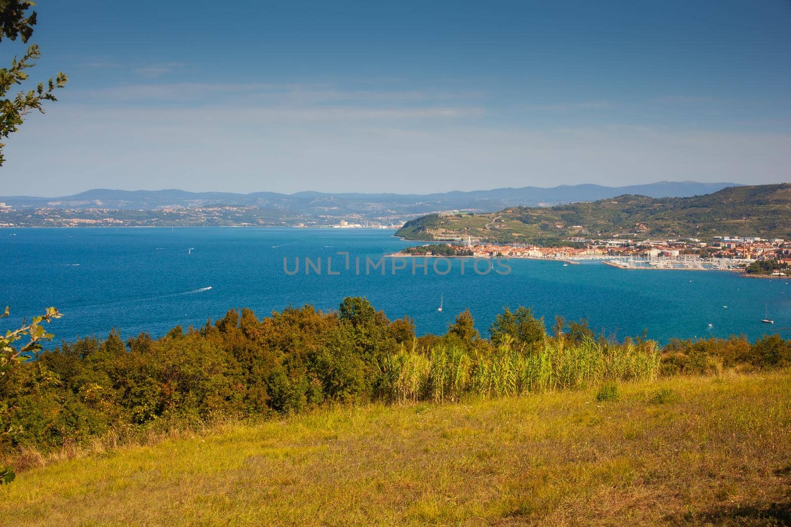 View of the Izola coastline in the adriatic sea, Slovenia