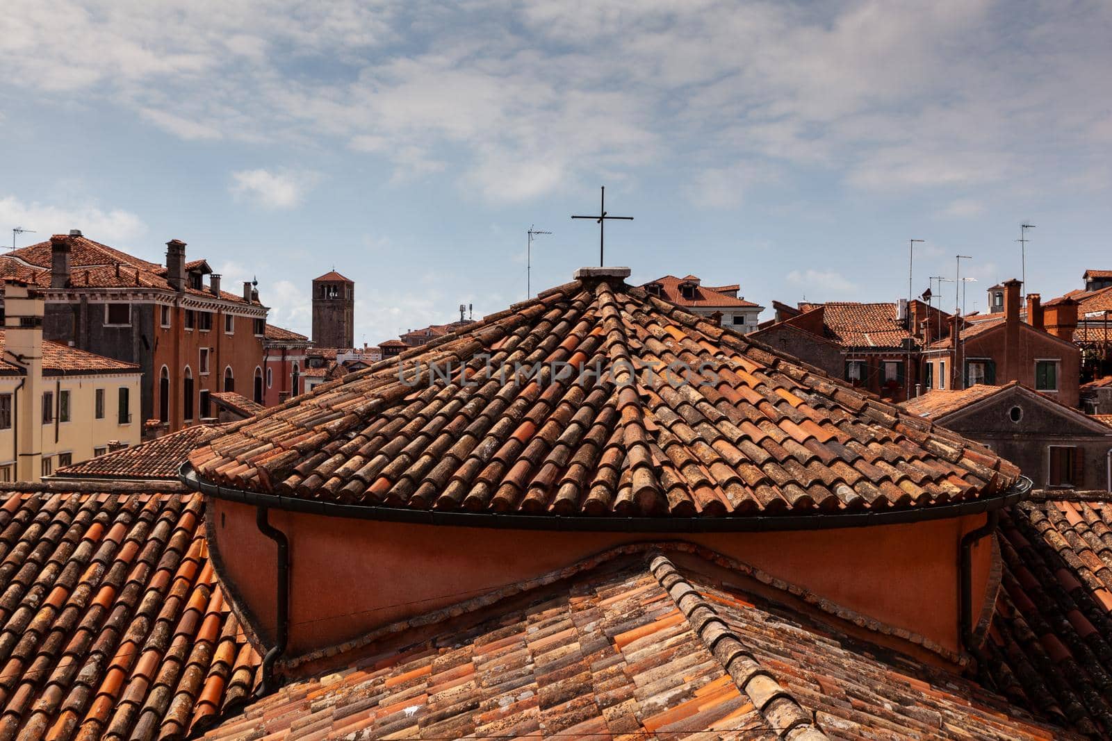 View of typical Venice roofs. Italy