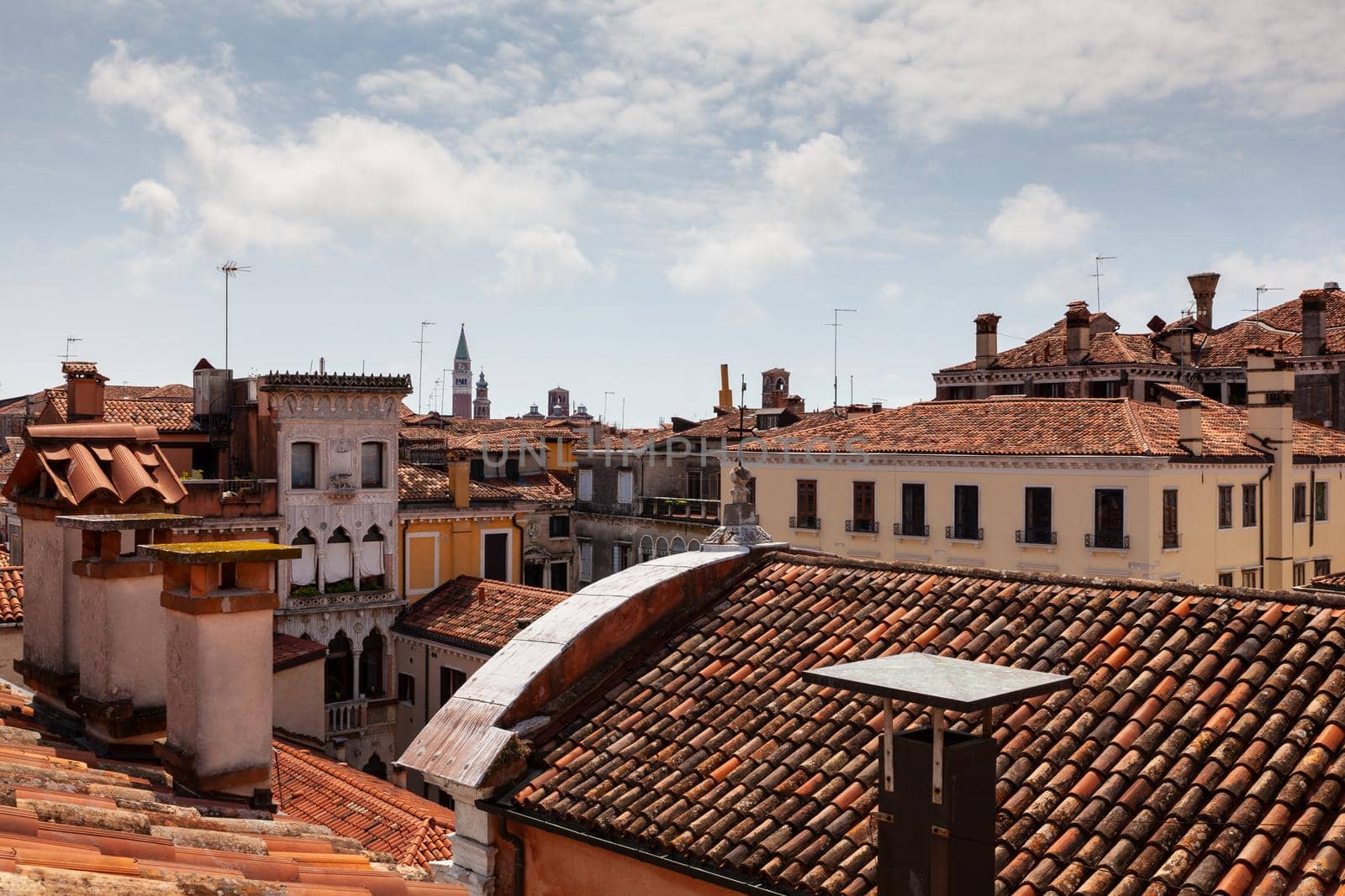 View of typical Venice roofs. Italy