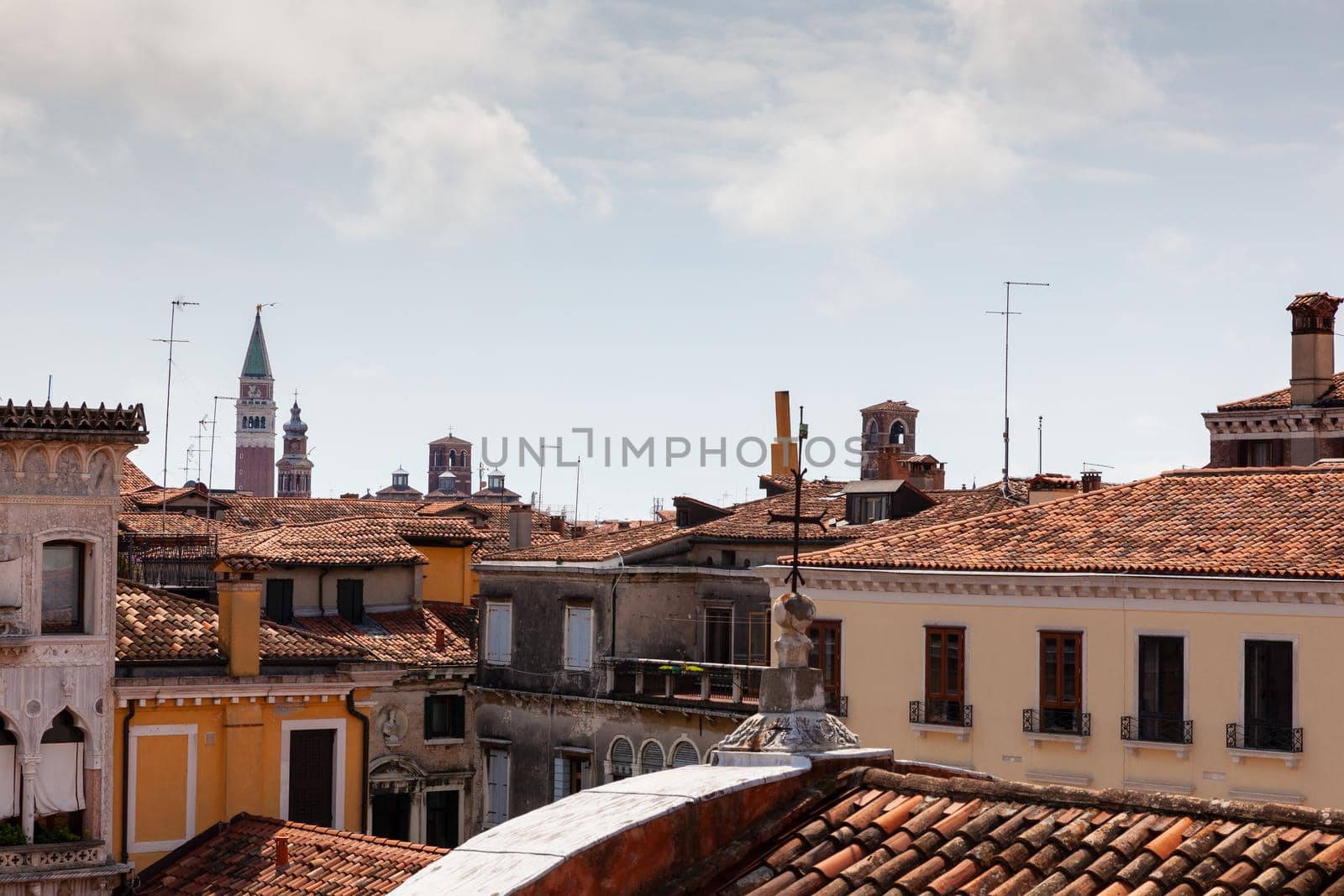 View of typical Venice roofs. Italy