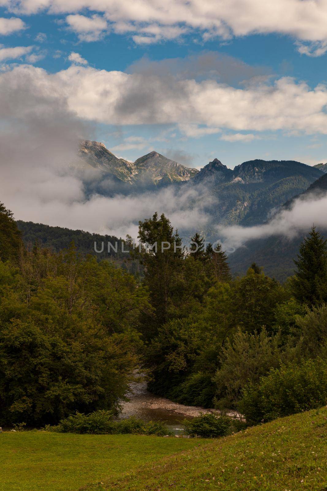 View of Slovenian landscape near Bohinj