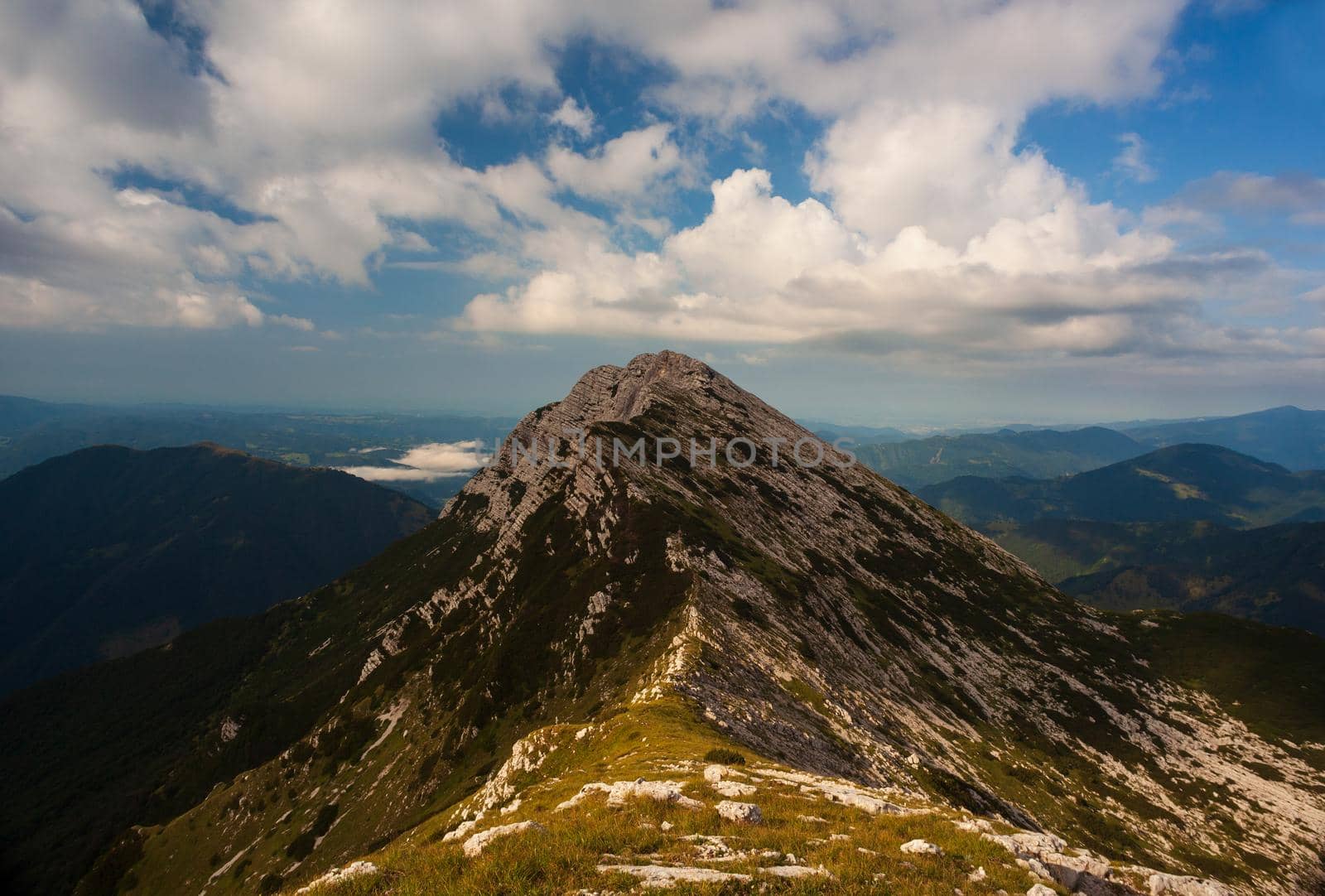 Top view from the Vogel mountain part of southern Julian Alps and Triglav National Park heritage of Slovenia