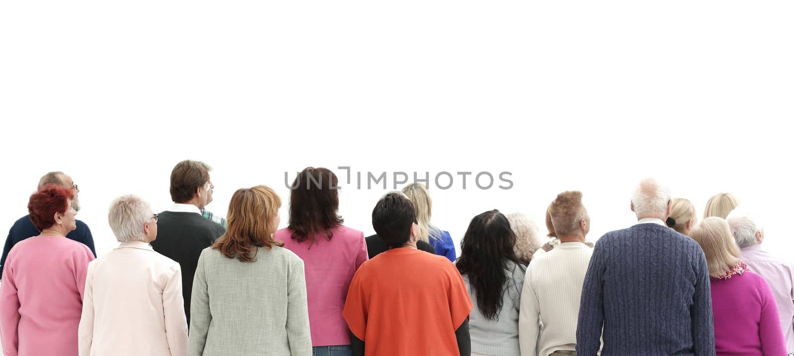 Rear view of a casual group of people isolated