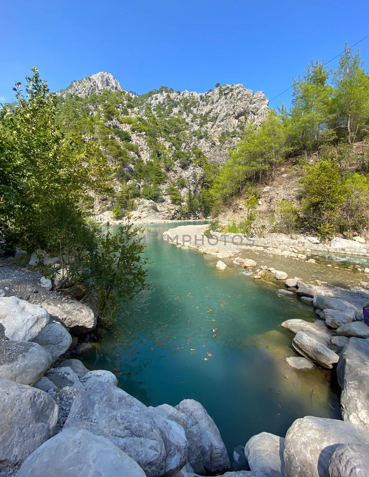 Goynuk Canyon, Turkey, Kemer. View of mountains and blue lake.