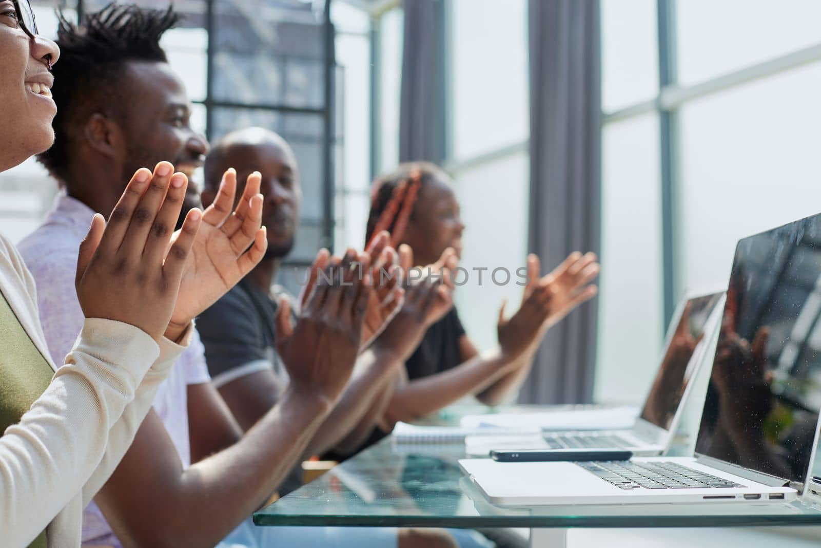 african american business team applaus in office