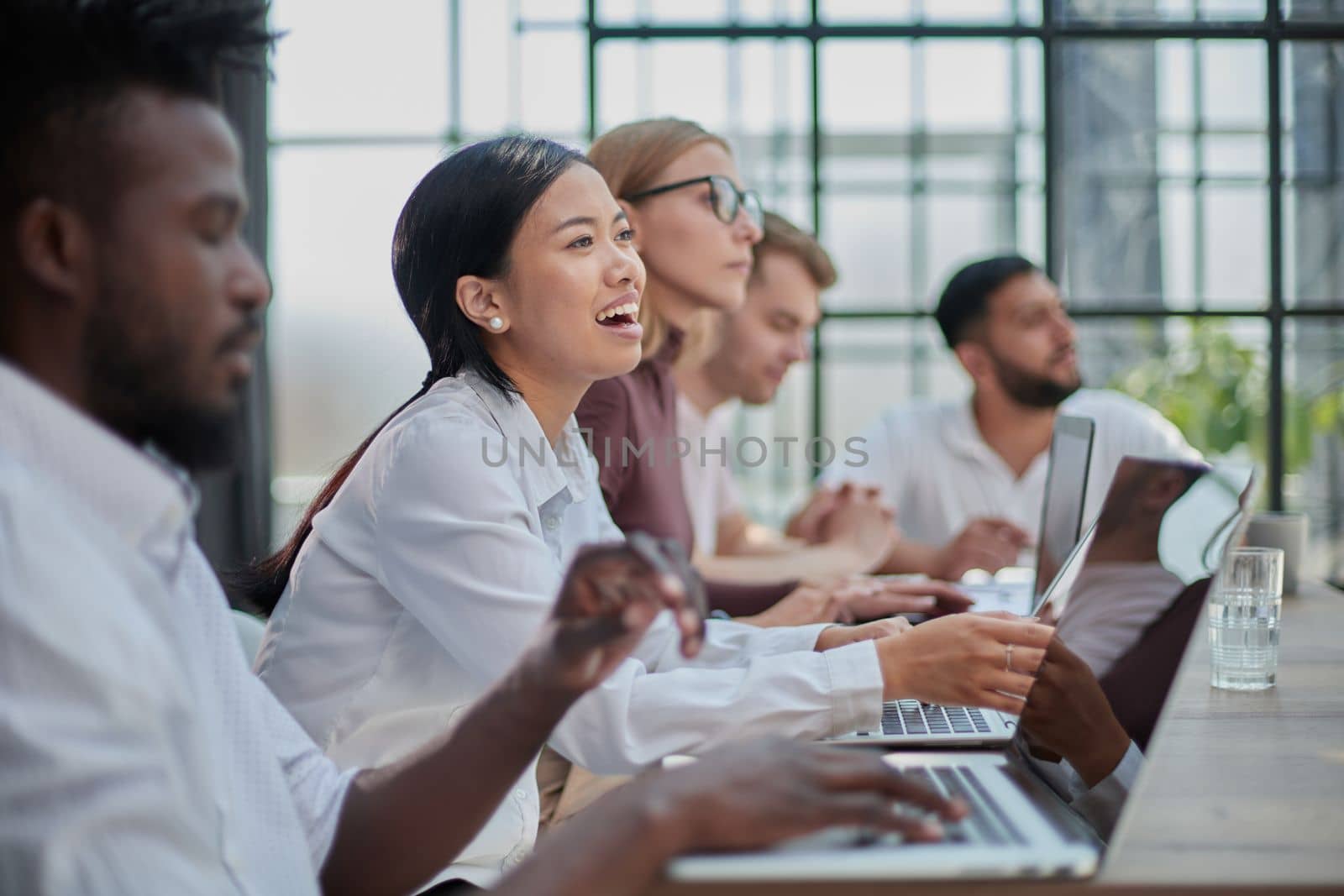 Multiethnic business people working together in the office