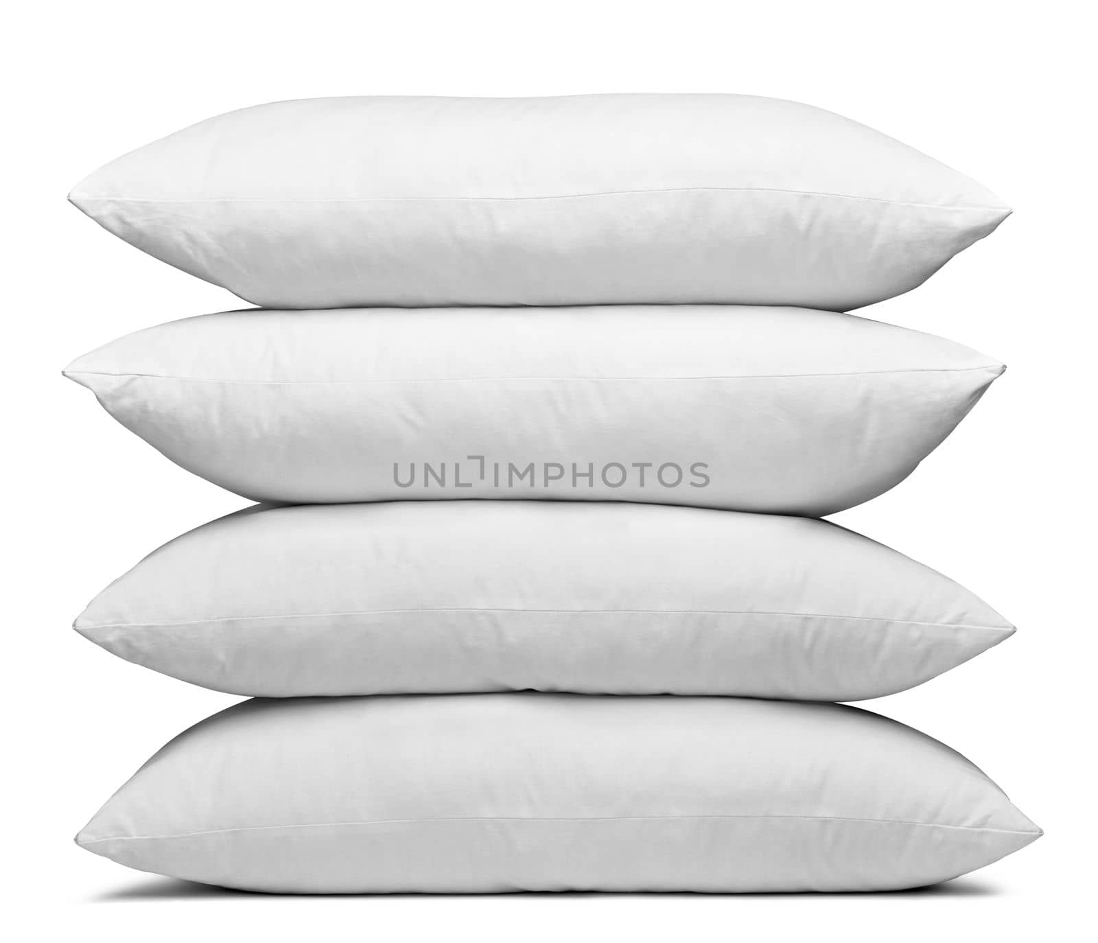 close up of a white pillow on white background