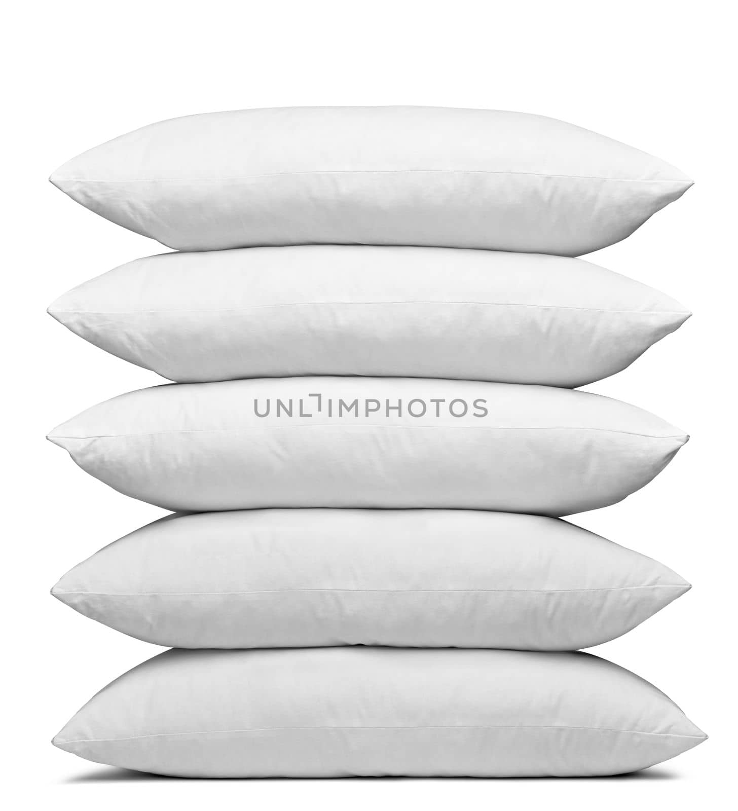 close up of a white pillow on white background