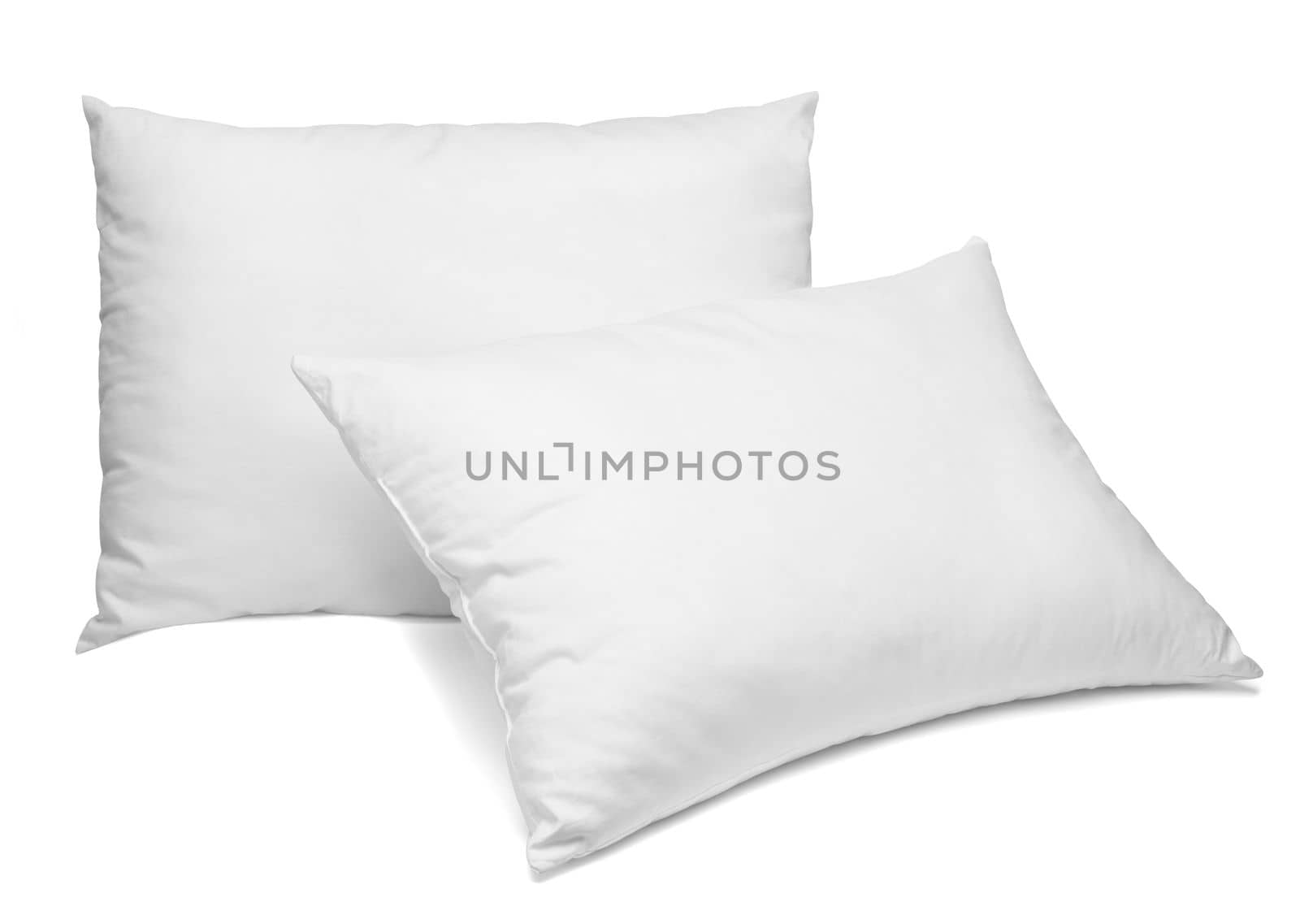 close up of a white pillow on white background