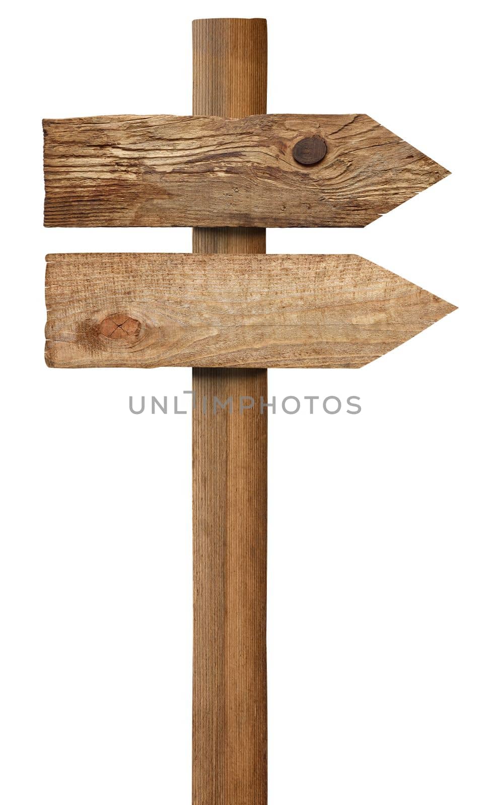 close up of a wooden sign on white background