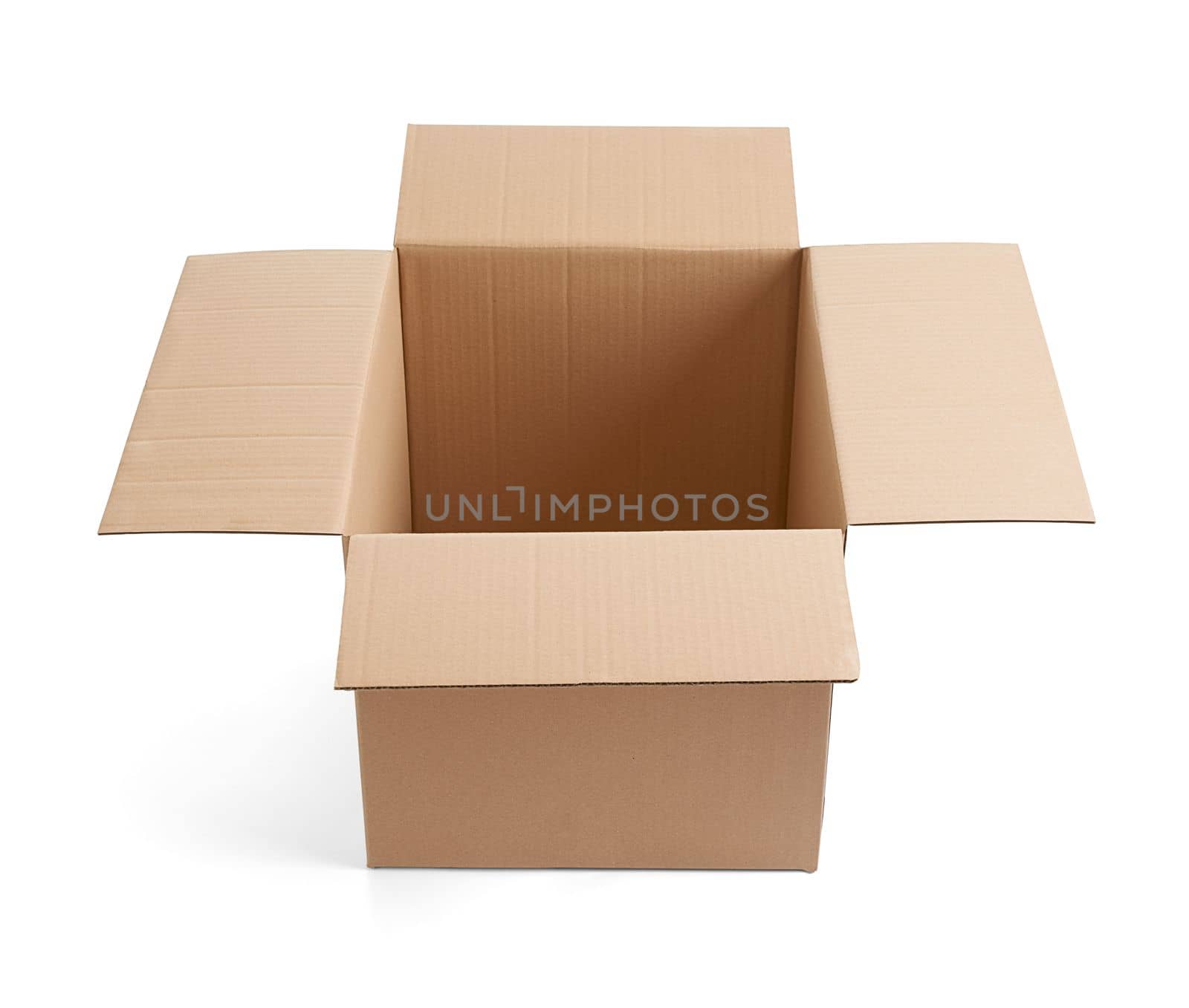 close up of a cardboard box on white background