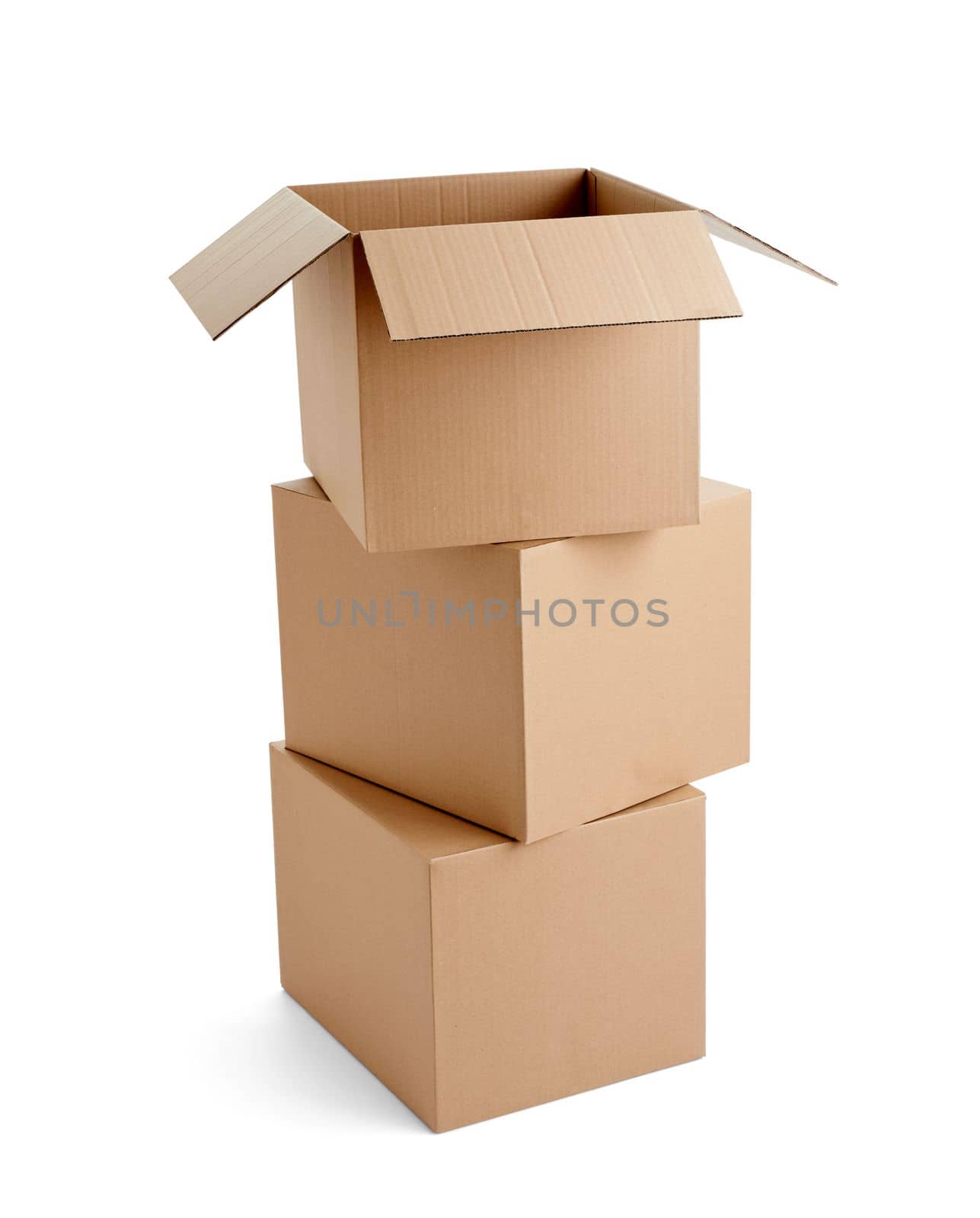 close up of a cardboard box on white background