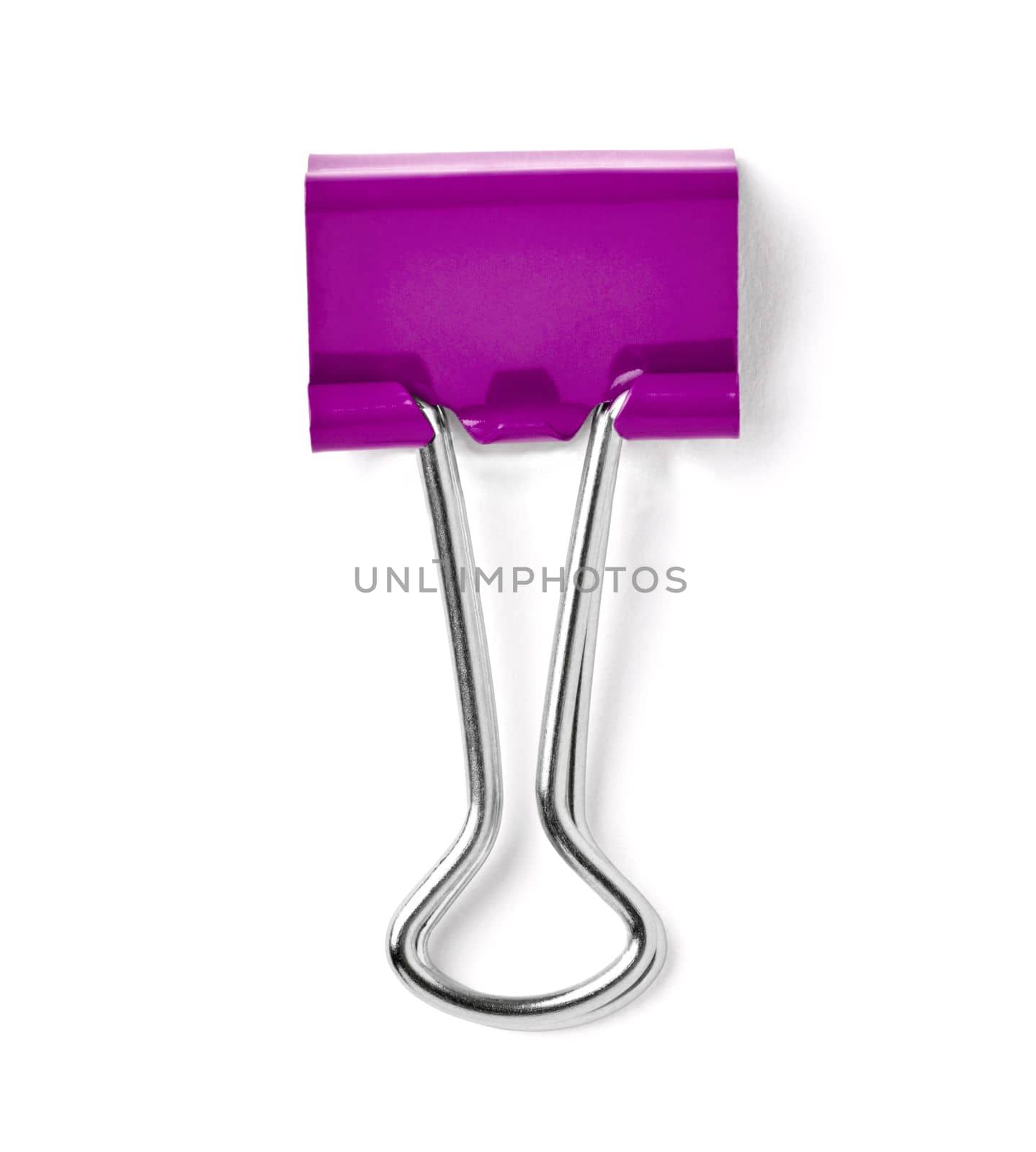 close up of push pin paperclip on white background