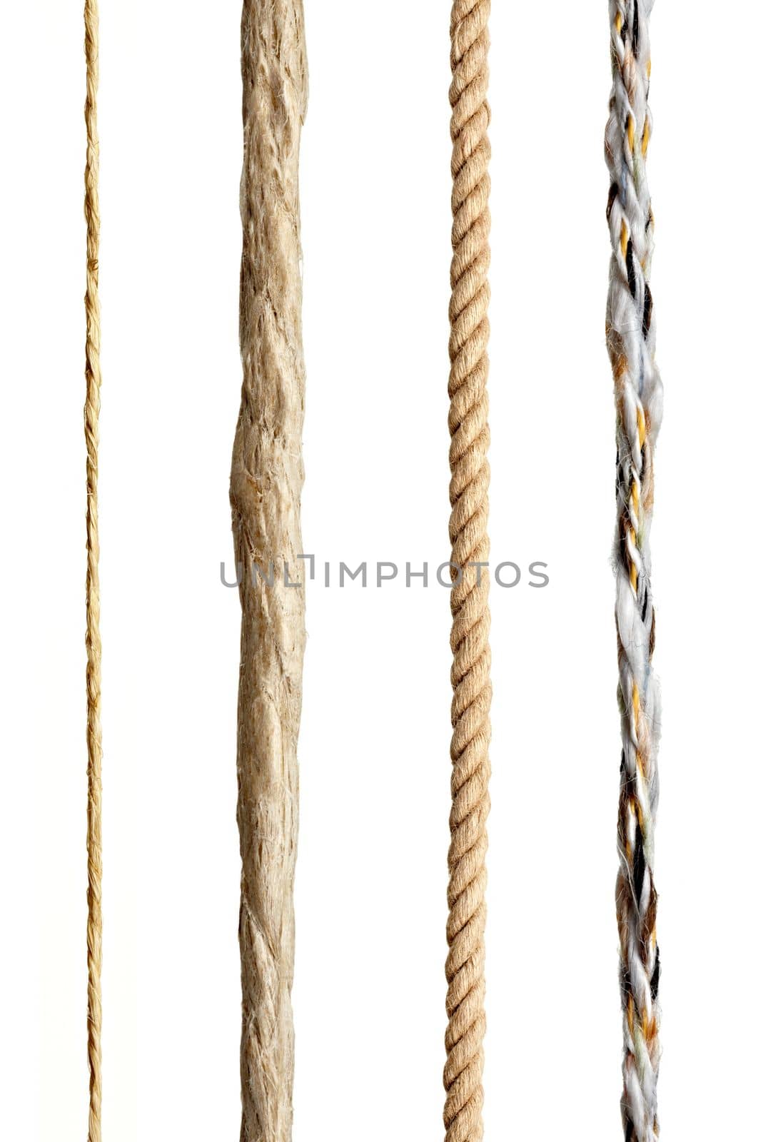 close up of a rope string on white background