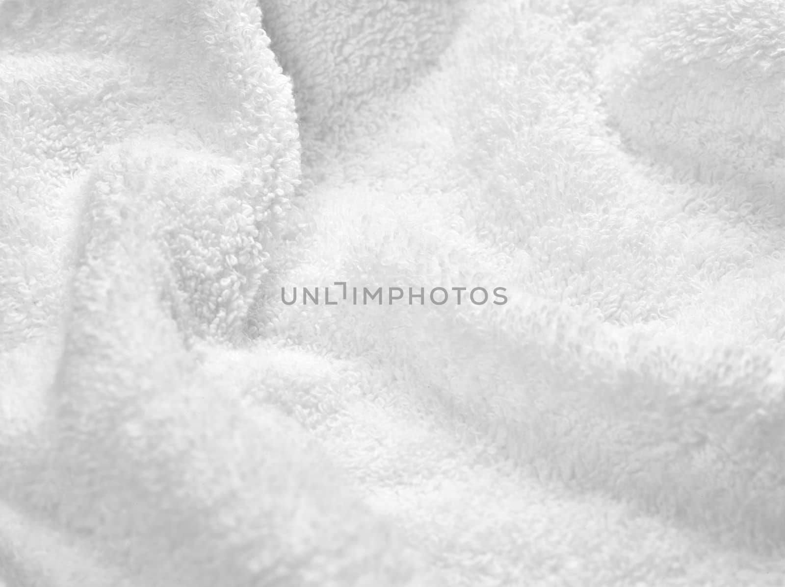 close up of a white towel bathroom on white background