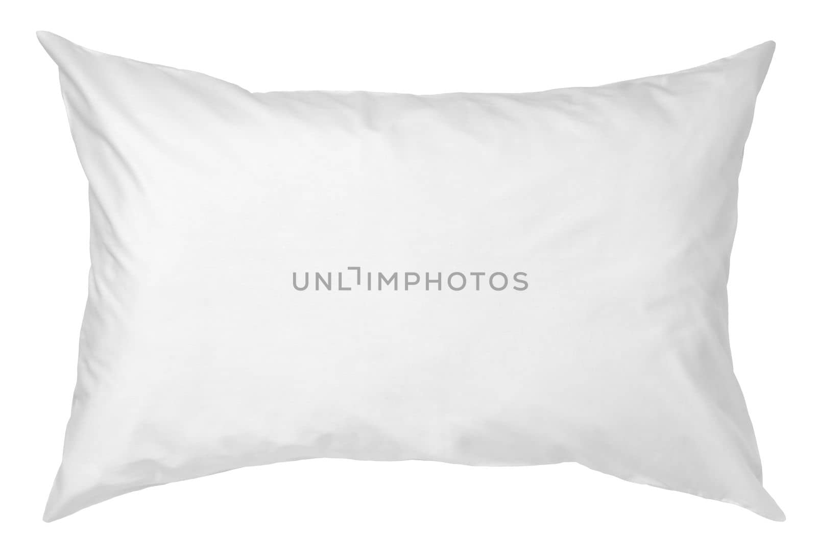 close up of a white pillow on white background