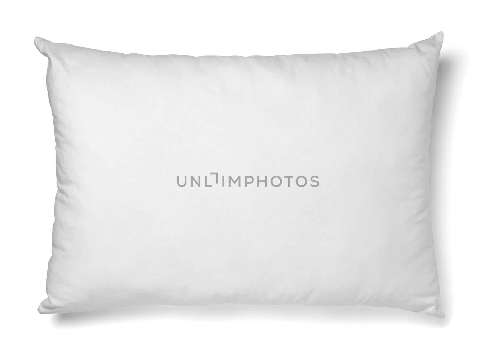 close up of a white pillow on white background