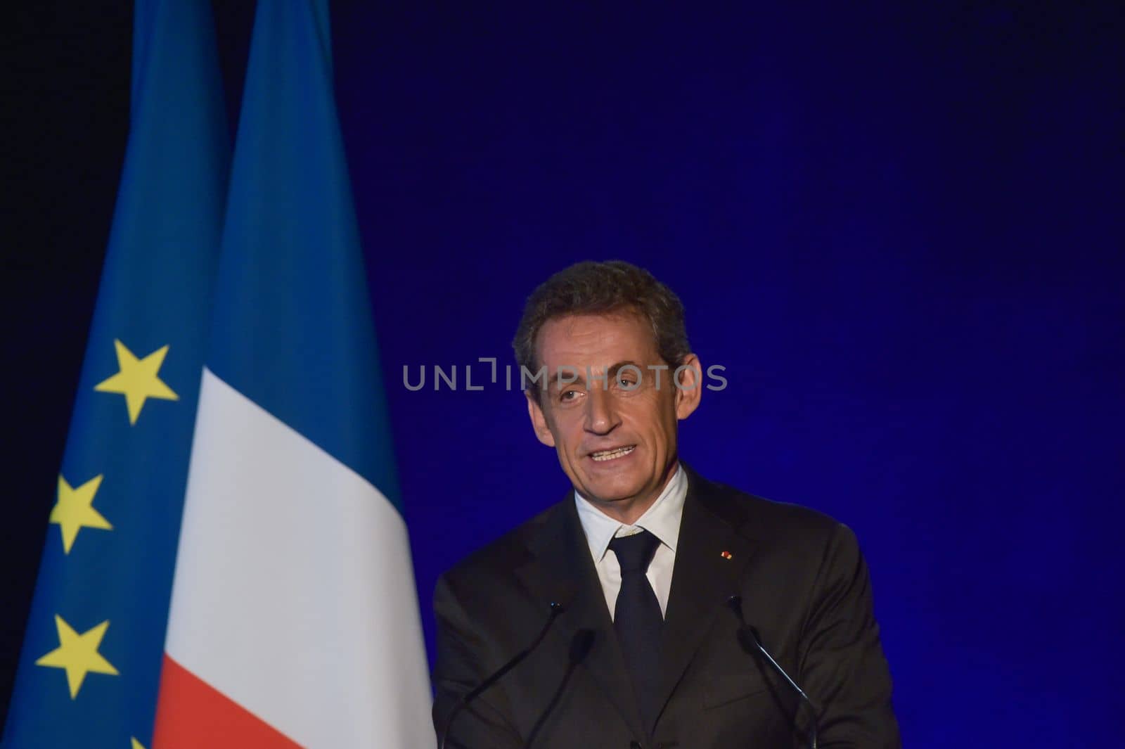 BORDEAUX, FRANCE - NOVEMBER 22, 2014 : Political meeting of the former President of the Republic, Nicolas Sarkozy in Bordeaux with Alain Juppe Mayor of the City. High quality photo