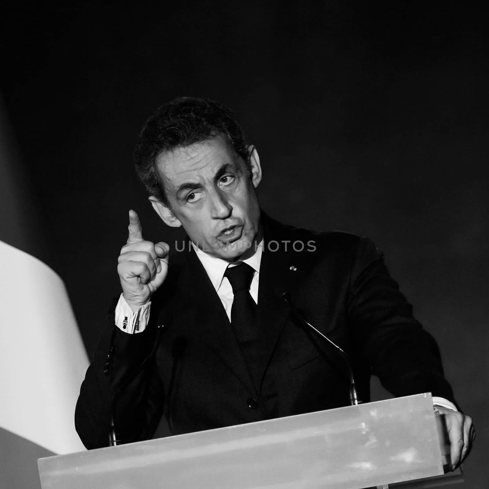 BORDEAUX, FRANCE - NOVEMBER 22, 2014 : Political meeting of the former President of the Republic, Nicolas Sarkozy in Bordeaux with Alain Juppe Mayor of the City. High quality photo