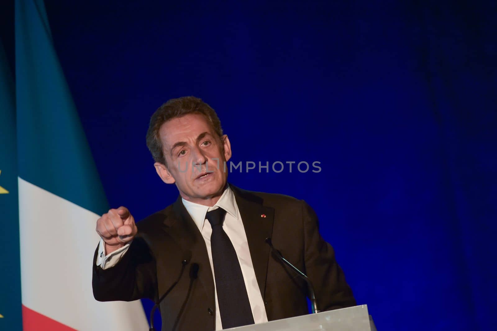 BORDEAUX, FRANCE - NOVEMBER 22, 2014 : Political meeting of the former President of the Republic, Nicolas Sarkozy in Bordeaux with Alain Juppe Mayor of the City. High quality photo