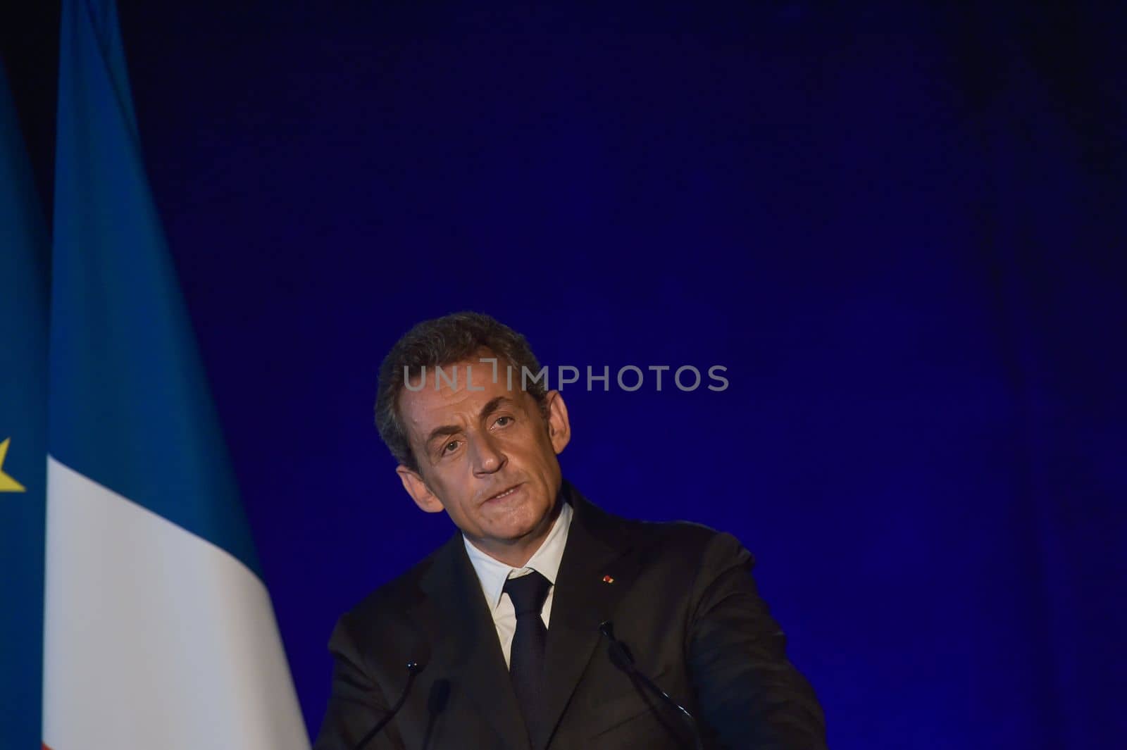 BORDEAUX, FRANCE - NOVEMBER 22, 2014 : Political meeting of the former President of the Republic, Nicolas Sarkozy in Bordeaux with Alain Juppe Mayor of the City. High quality photo