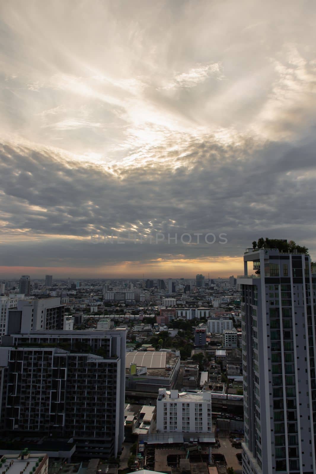 Bangkok downtown cityscape with skyscrapers at morning give the city a modern style. Selective focus.