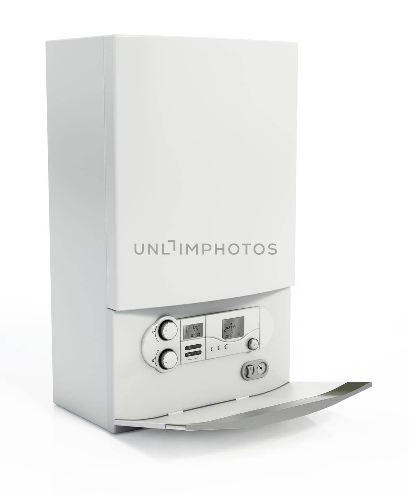 Combi boiler isolated on white background. 3D illustration by Simsek