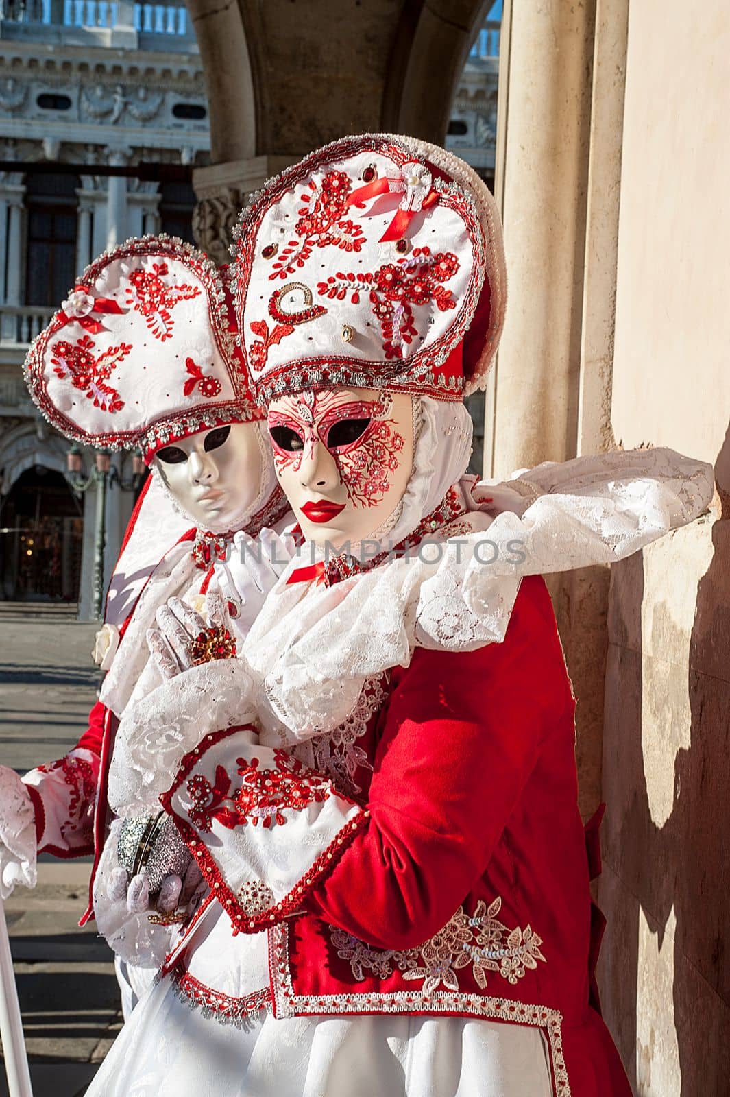 VENICE, ITALY - Febrary 6 2018: The masks of the Venice carnival 2018