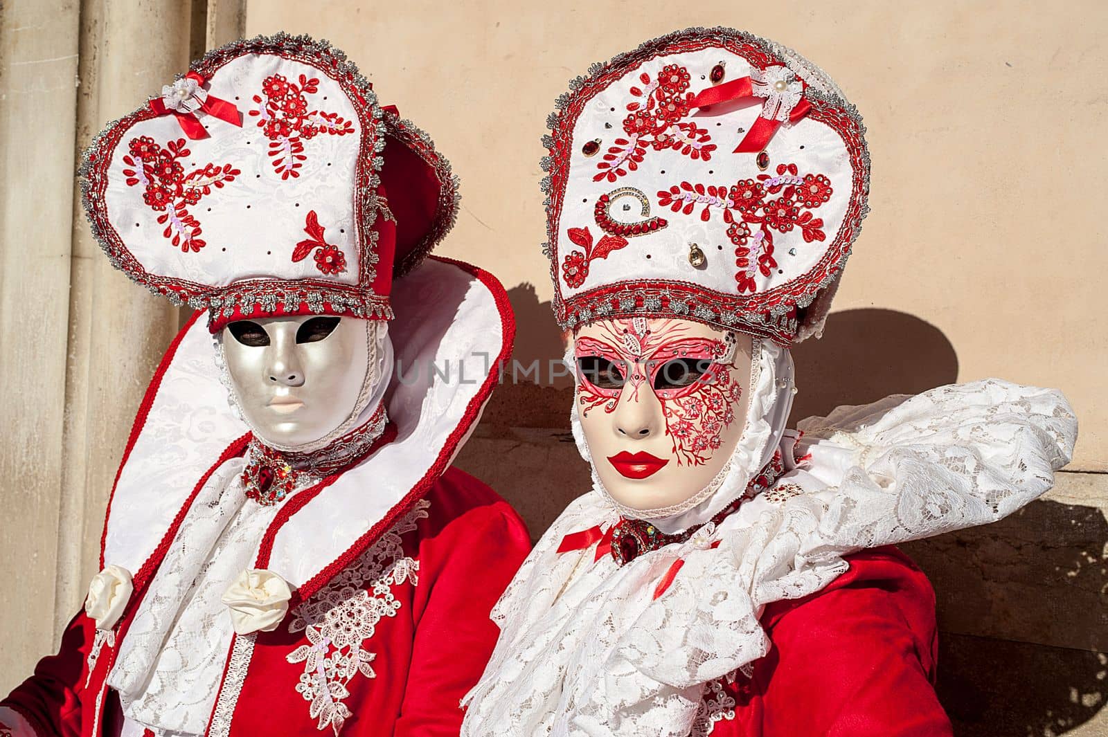 VENICE, ITALY - Febrary 6 2018: The masks of the Venice carnival 2018