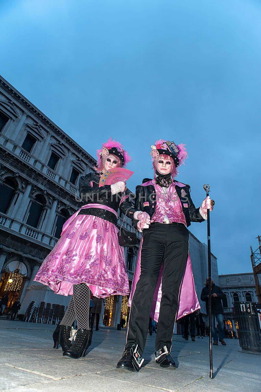 VENICE, ITALY - Febrary 6 2018: The masks of the Venice carnival 2018