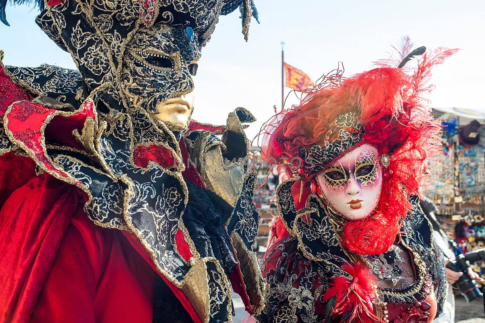 VENICE, ITALY - Febrary 6 2018: The masks of the Venice carnival 2018