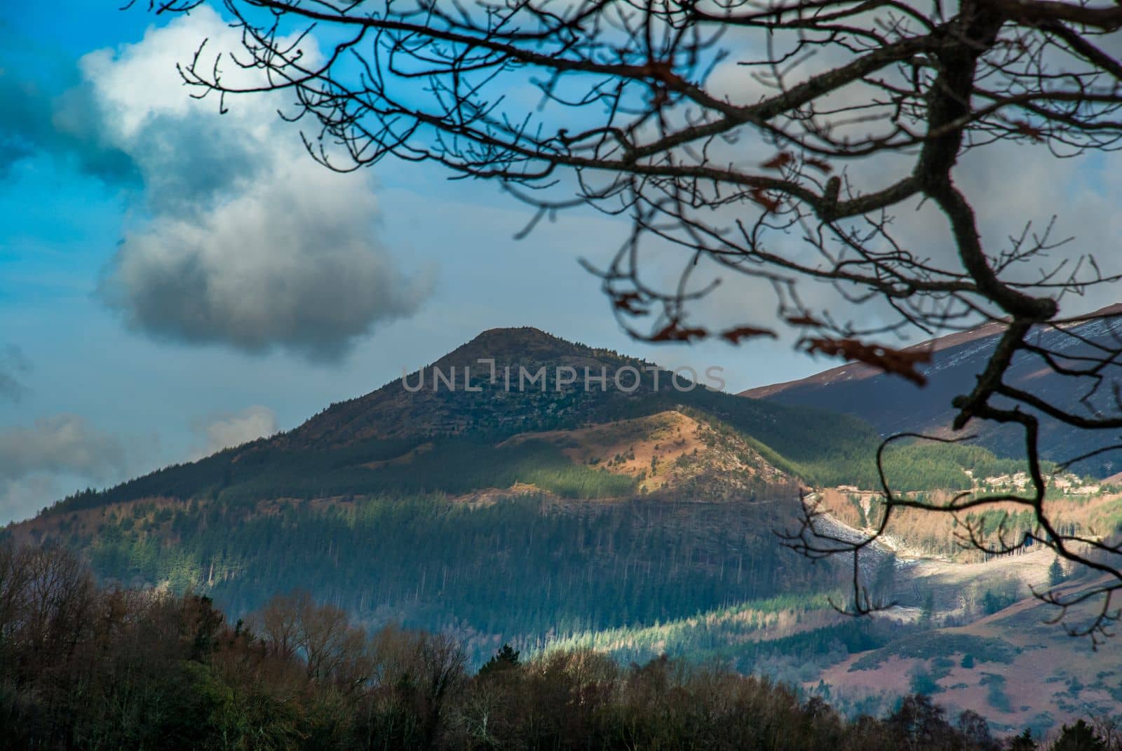 Derwent Waterand and Skiddaw mountain in background, Lake District National Park, Cumbria, England.