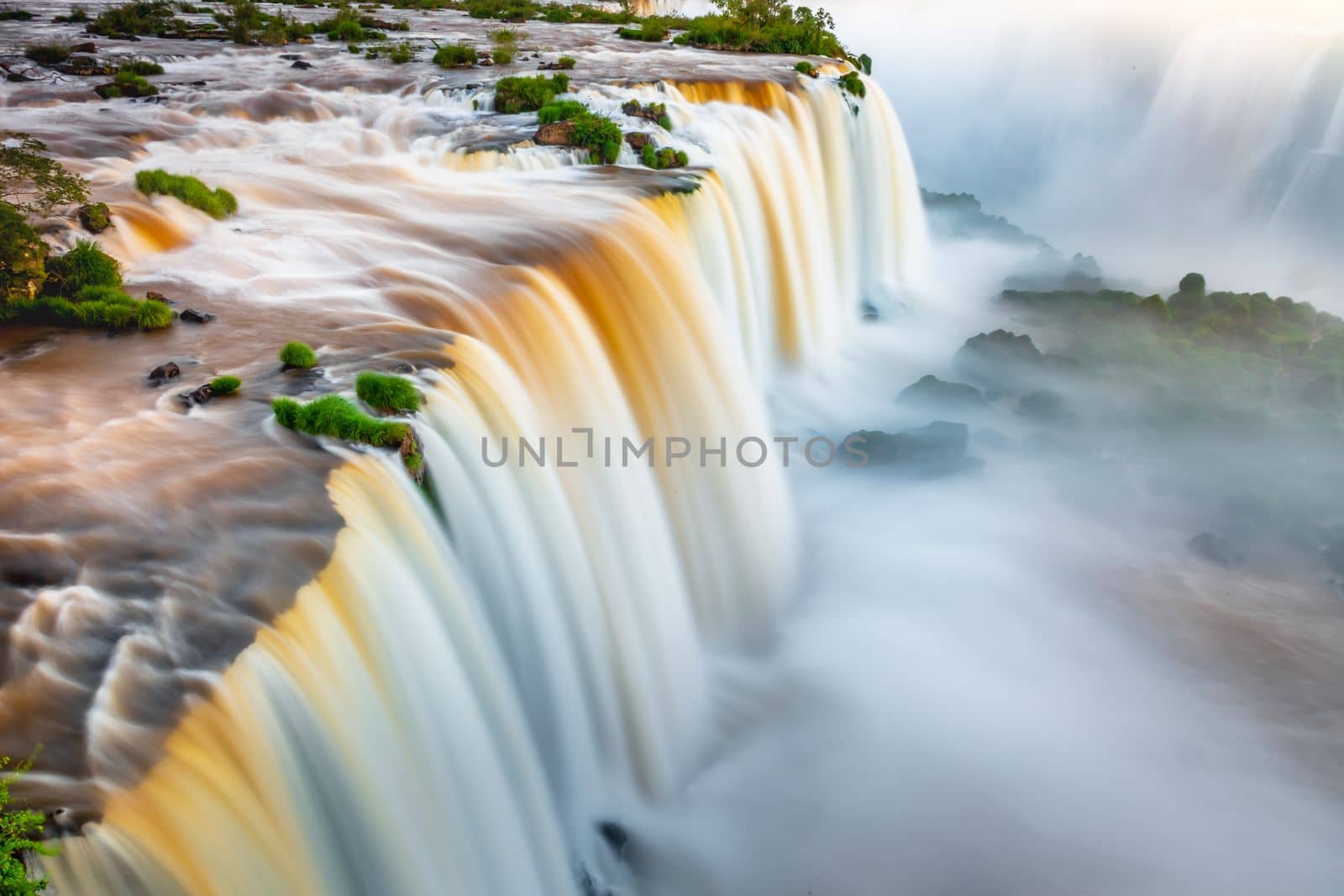 Dramatic Iguacu falls on Argentina Side from southern Brazil side, South America