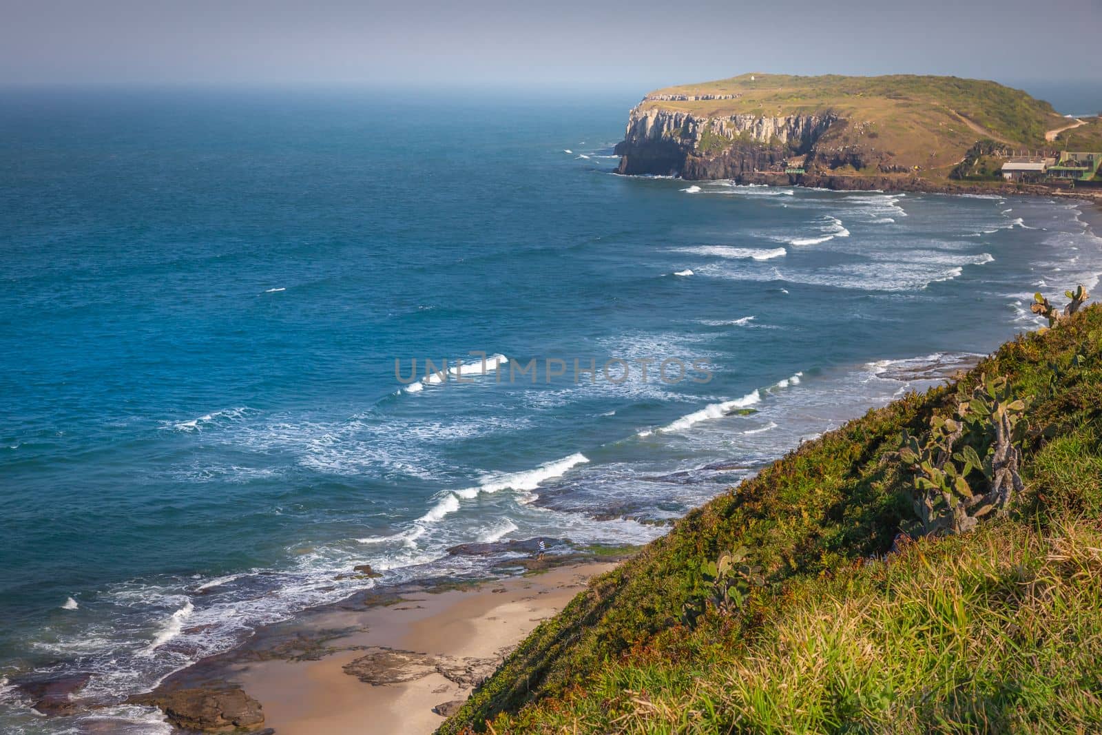 Guarita Beach in Torres city at summer sunny day, Rio Grande do Sul state, Southern Brazil