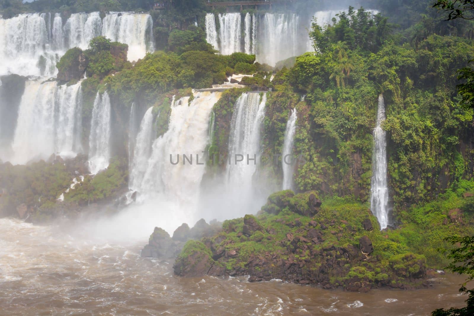 Dramatic Iguacu falls on Argentina Side from southern Brazil side, South America