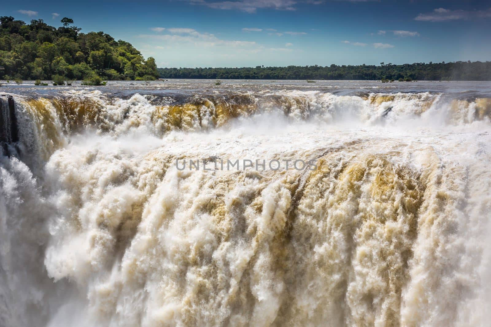 Dramatic Iguacu falls on Argentina Side from southern Brazil side, South America