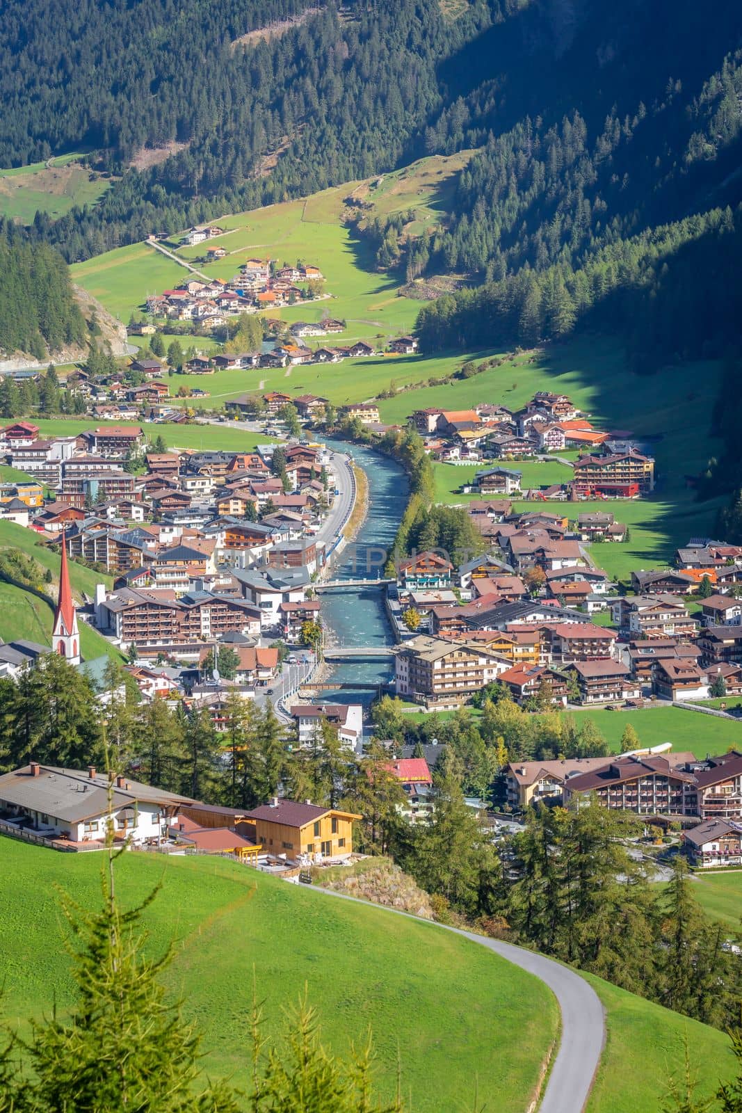 Soelden resort village in Otztal alps, Tyrol, Austria border with Italy