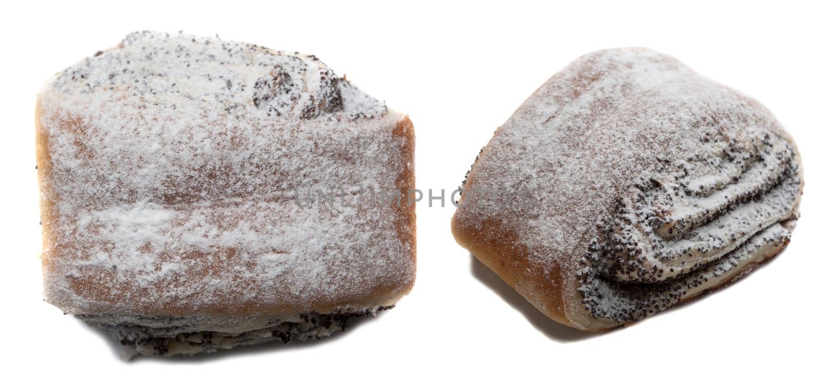 Two sweet rolls. Isolated on white