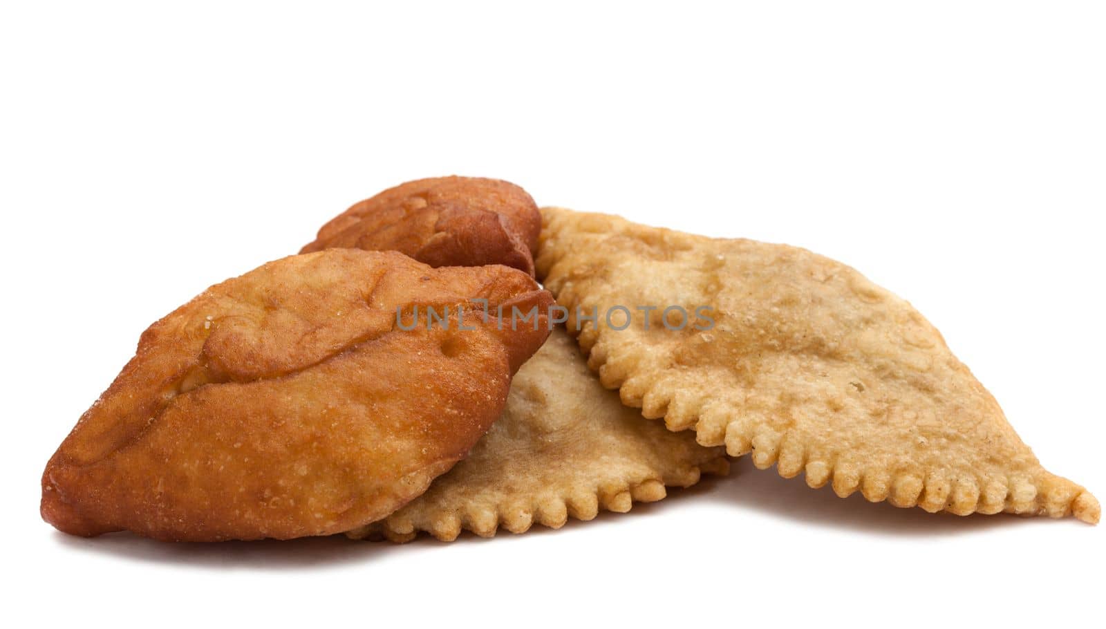 Tasty pasties and pies. Isolated on white