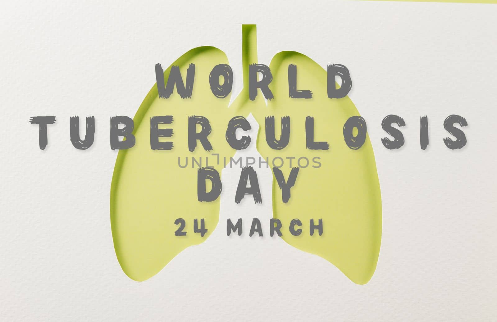 Lungs paper cutting symbol on white background, copy space, concept of world TB day, banner background design, respiratory diseases, lung cancer awareness, Healthcare, World tuberculosis day