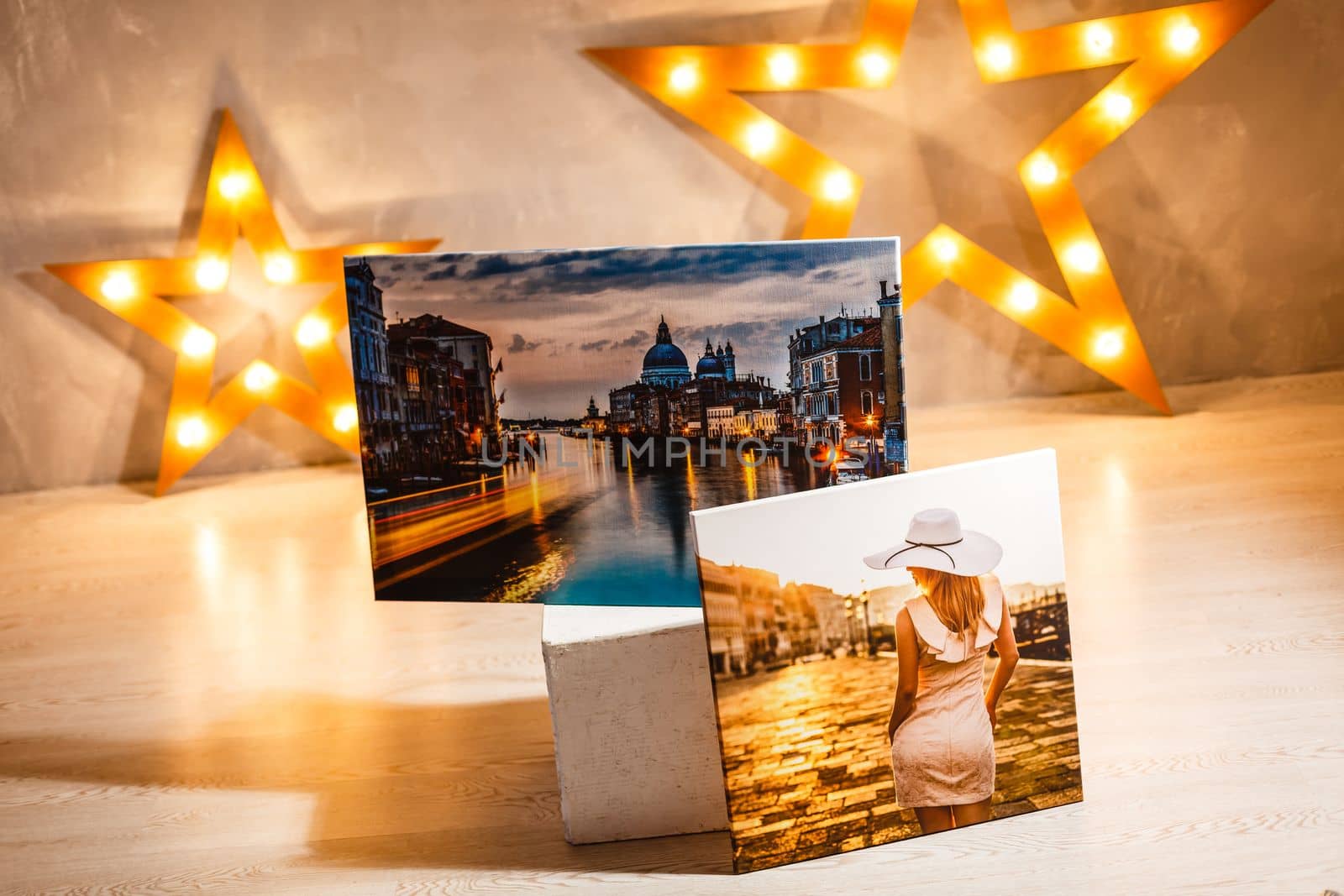 Modern lliving room interior with venice, italy, canvas on the wall - it is my photo available in shutterstock gallery by Andelov13