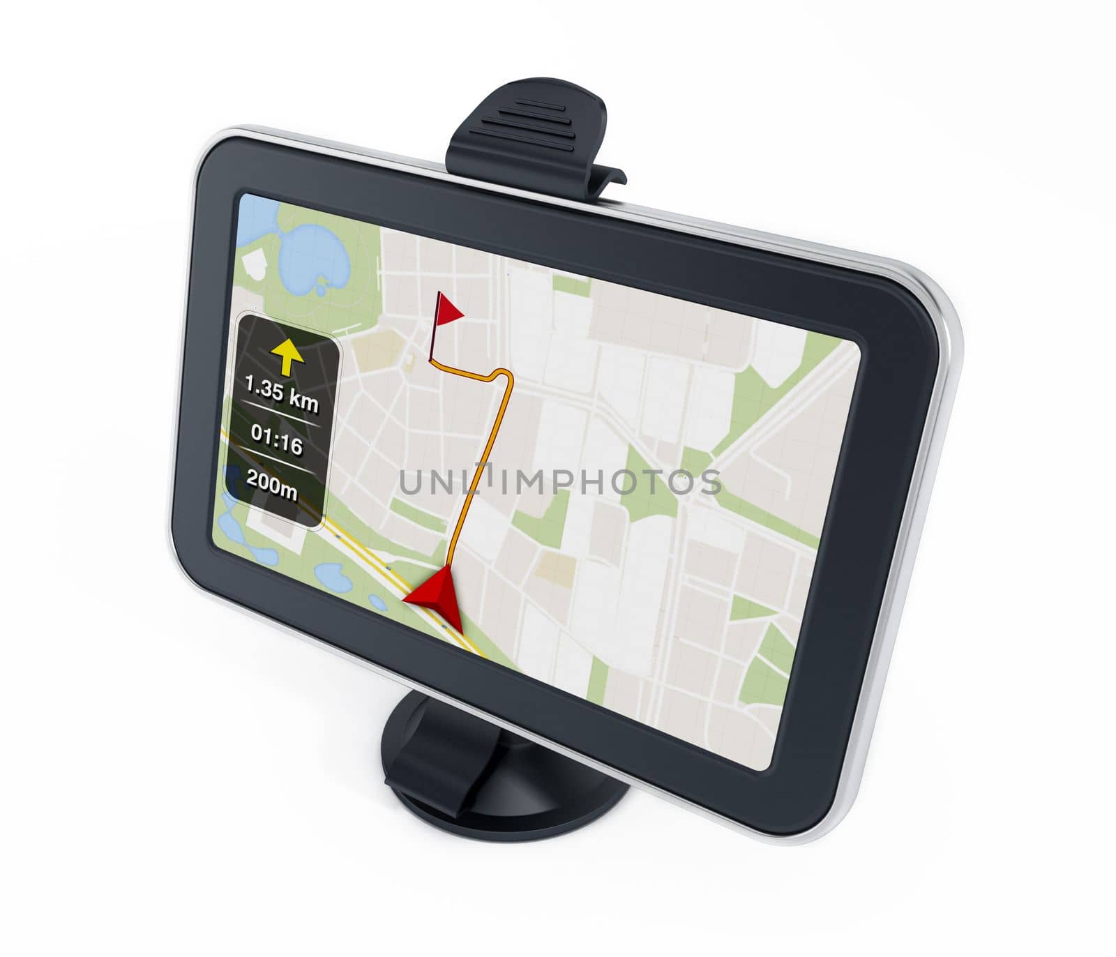 Navigation device isolated on white background. 3D illustration by Simsek