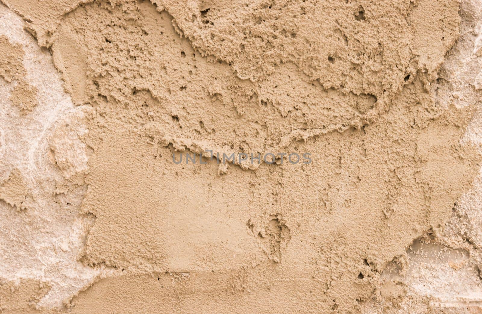 Fragment of unevenly applied plaster on the wall. copy space, place for text,