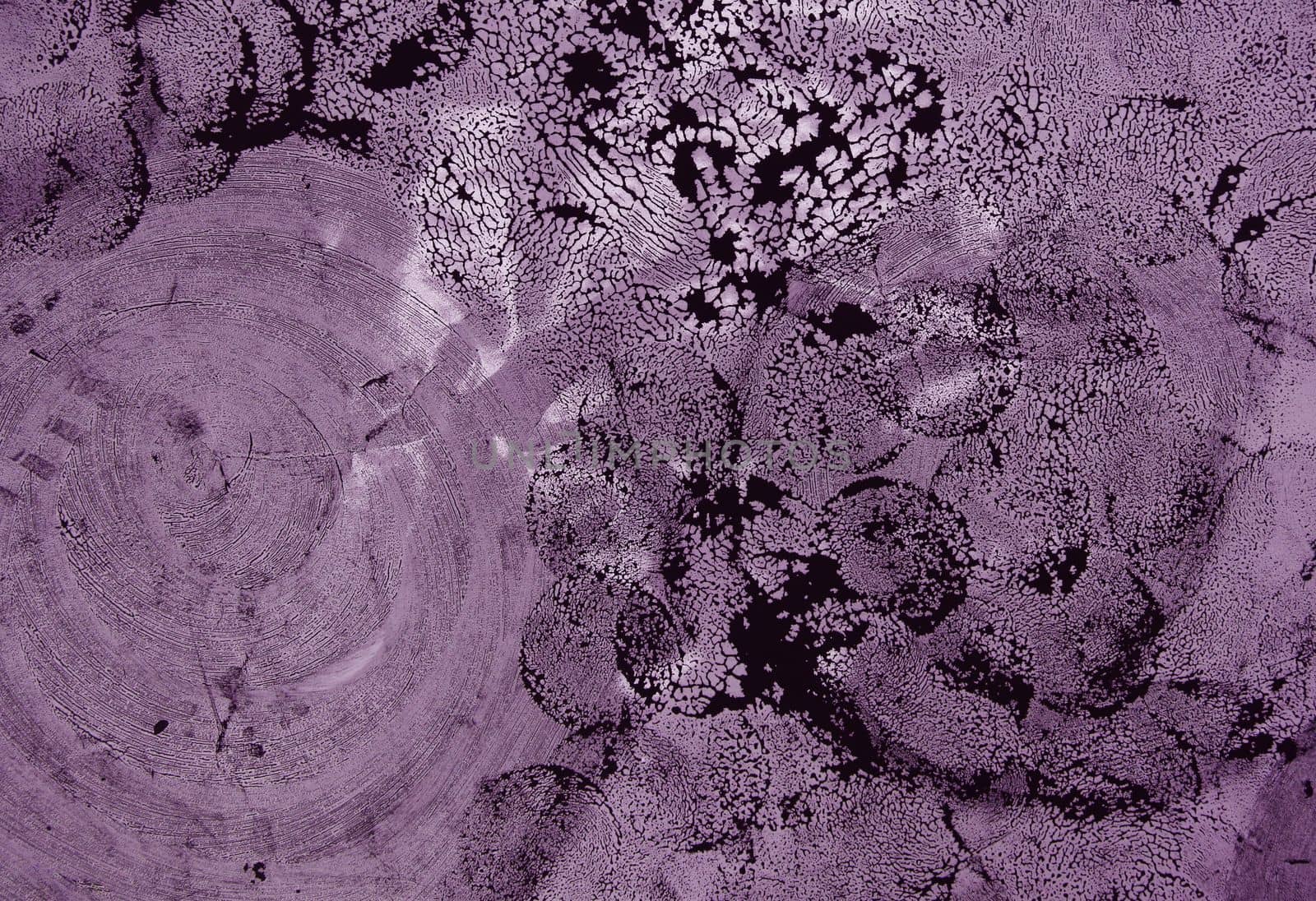 A pattern of old dried paint on a magenta surface.