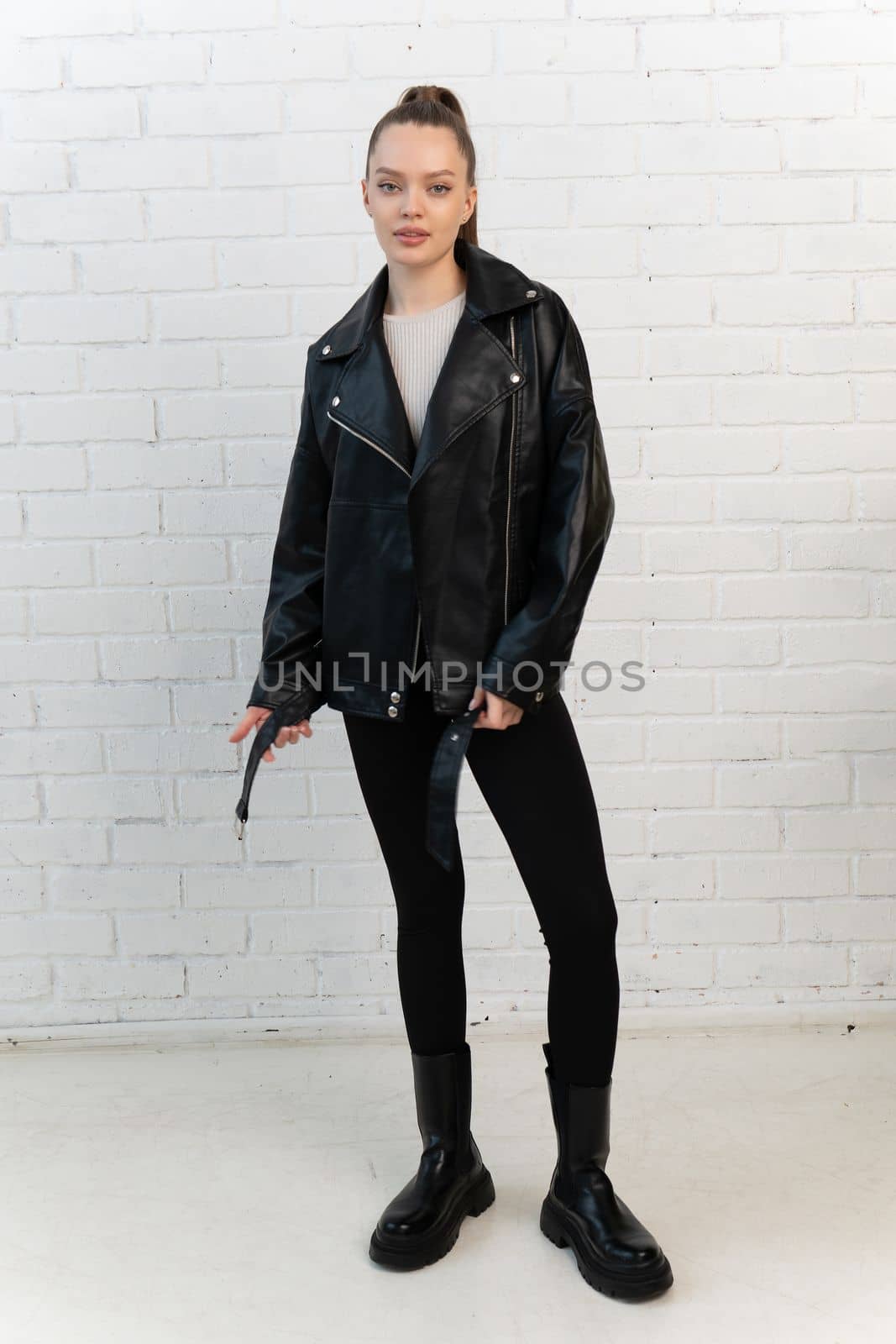 black background design fashion zipper clothes jacket casual white isolated leather clothing style