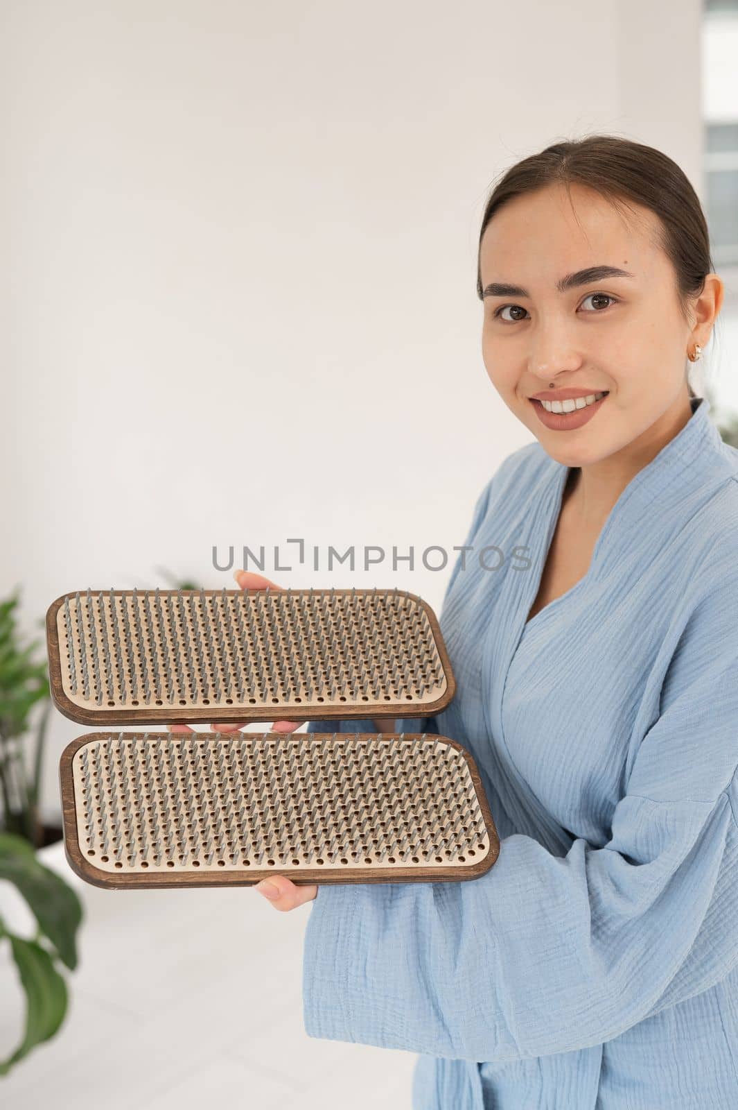 Portrait of asian woman with sadhu boards