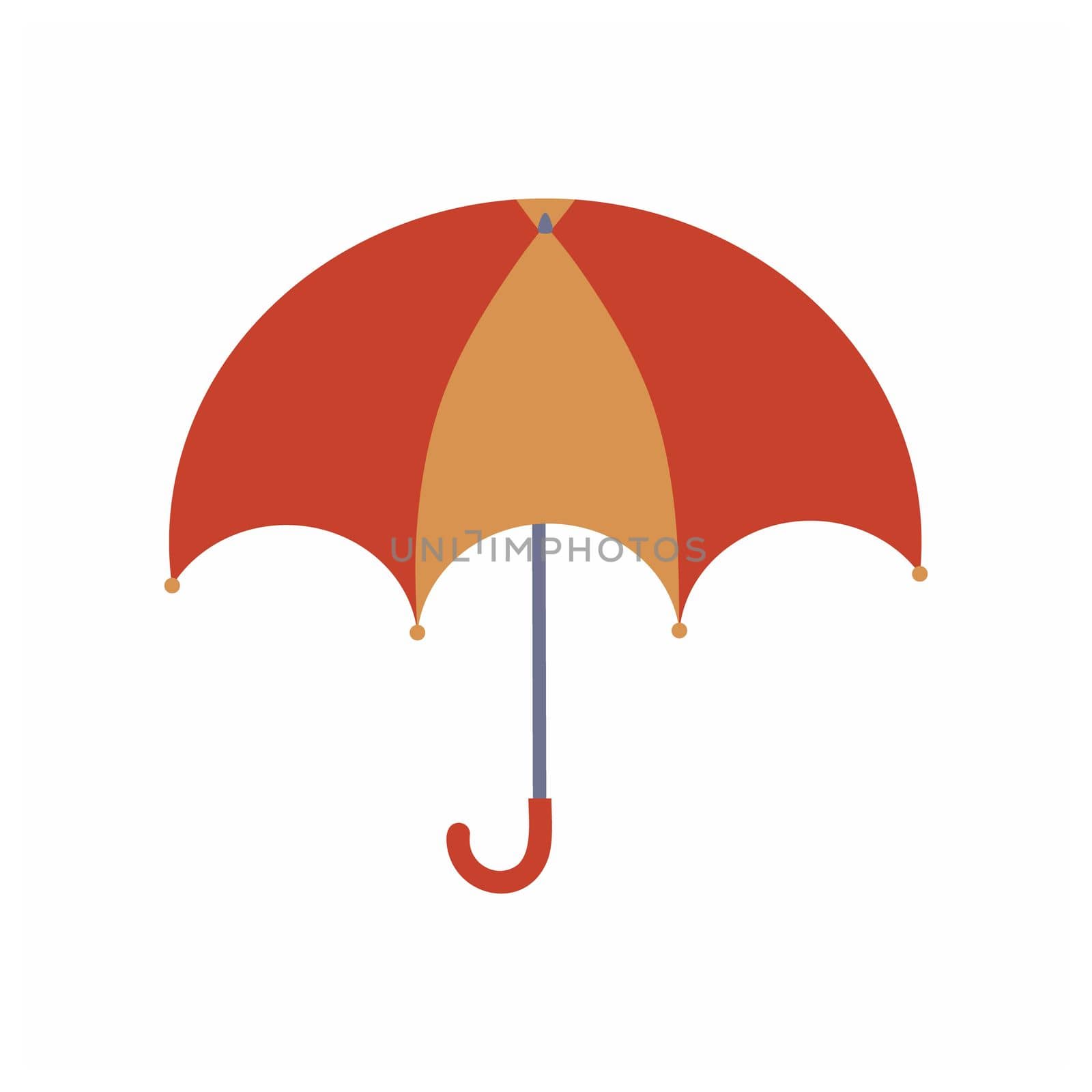 Drawing of an open umbrella from the rain isolated on a white background. Vector flat cartoon illustration. Logo design element, postcards, labels by polinka_art