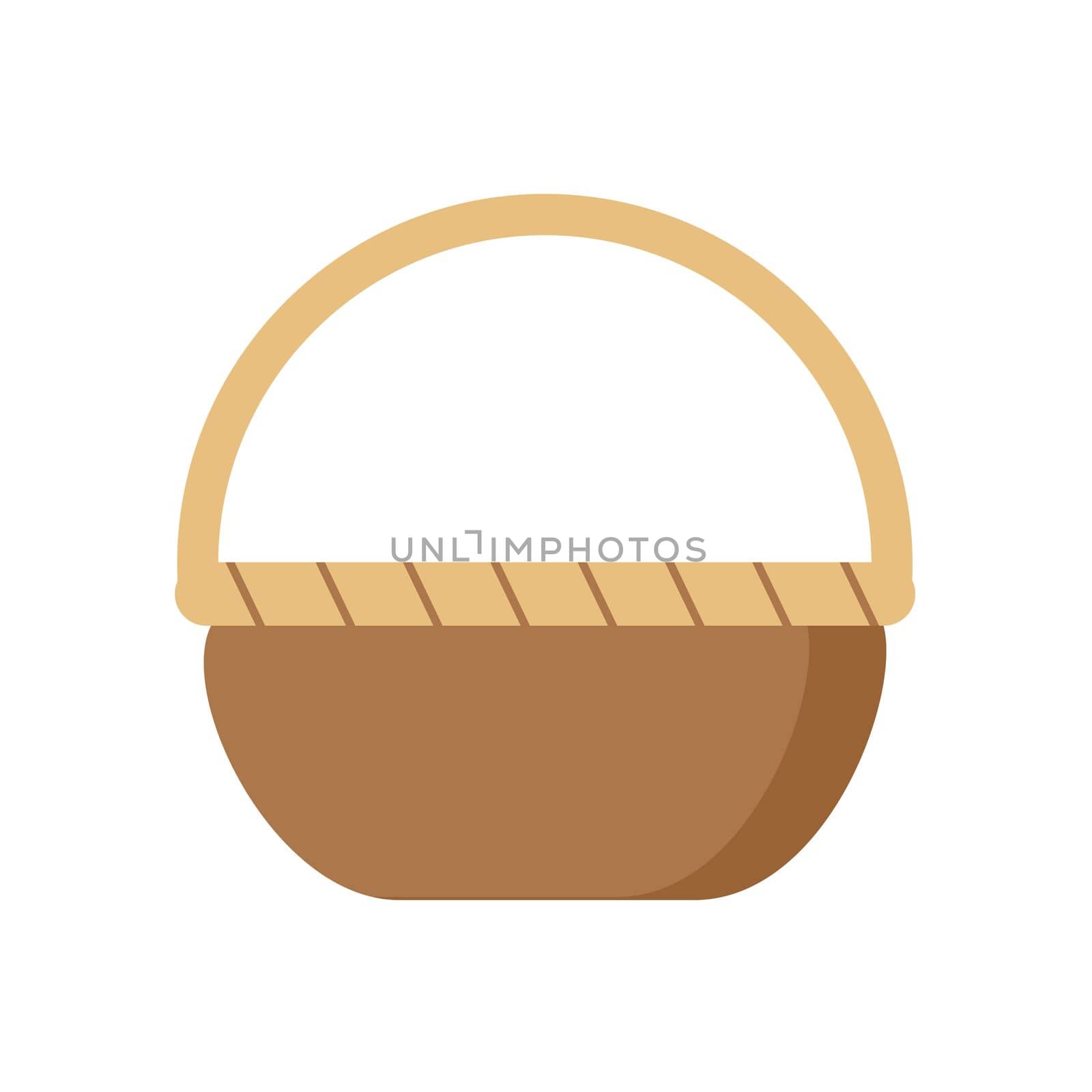 Empty food basket isolated on a white background. Vector flat cartoon illustration. Design element, sticker, single object. by polinka_art