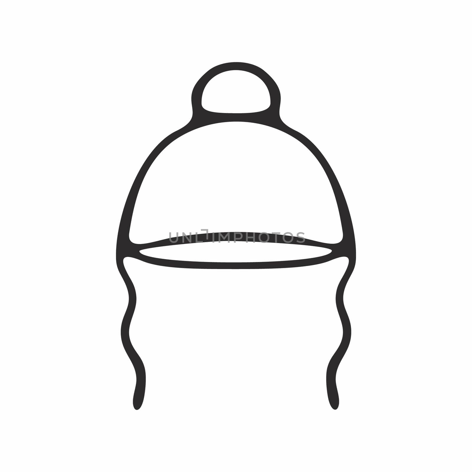 Doodle hat for a child isolated on a white background. Illustration of a headdress. Drawing of outerwear for children. Black hand-drawn sketch. Icons for an online children's clothing store. by polinka_art